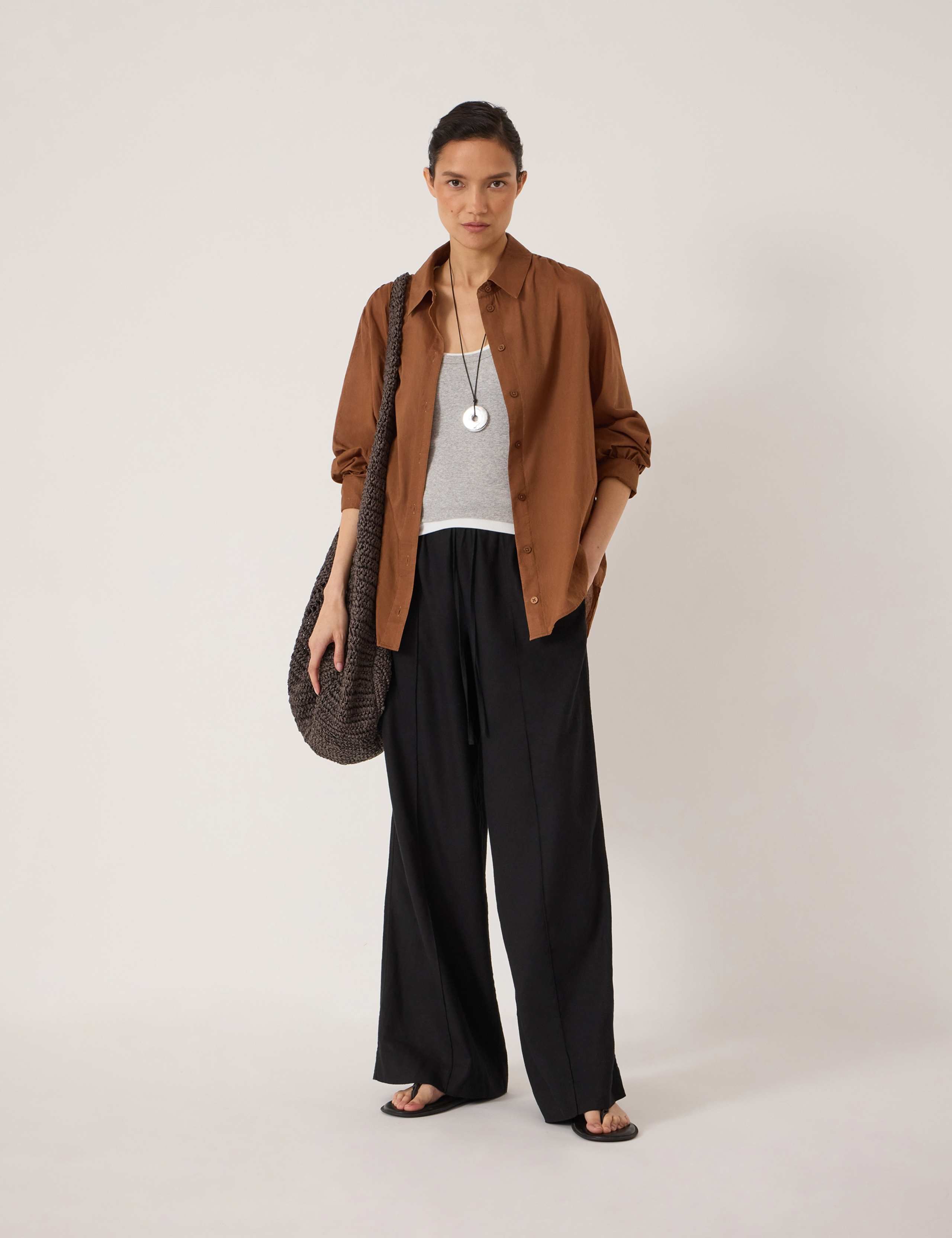 Linen Blend Wide Leg Trousers 3 of 5