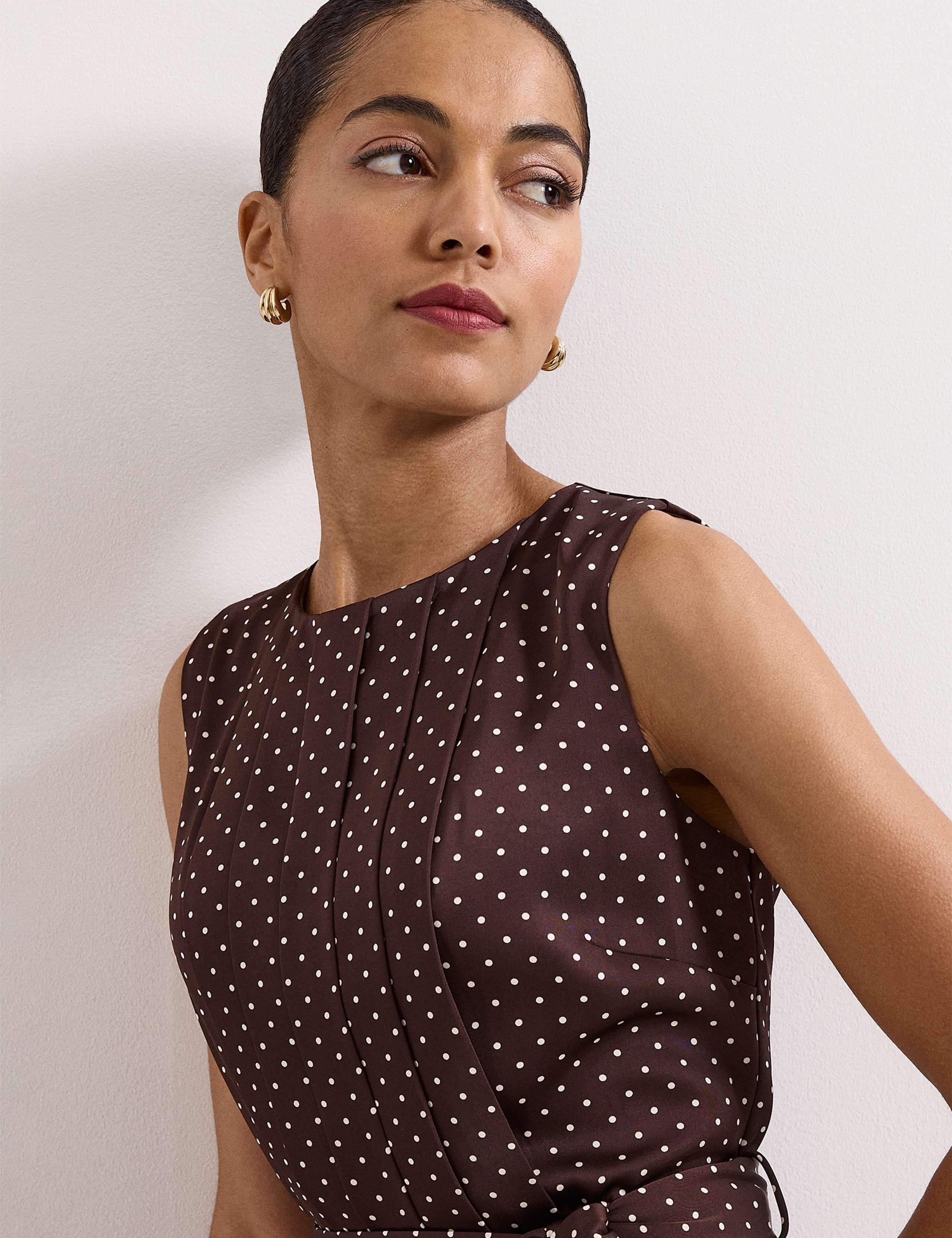Polka Dot Belted Sleeveless Jumpsuit 3 of 6
