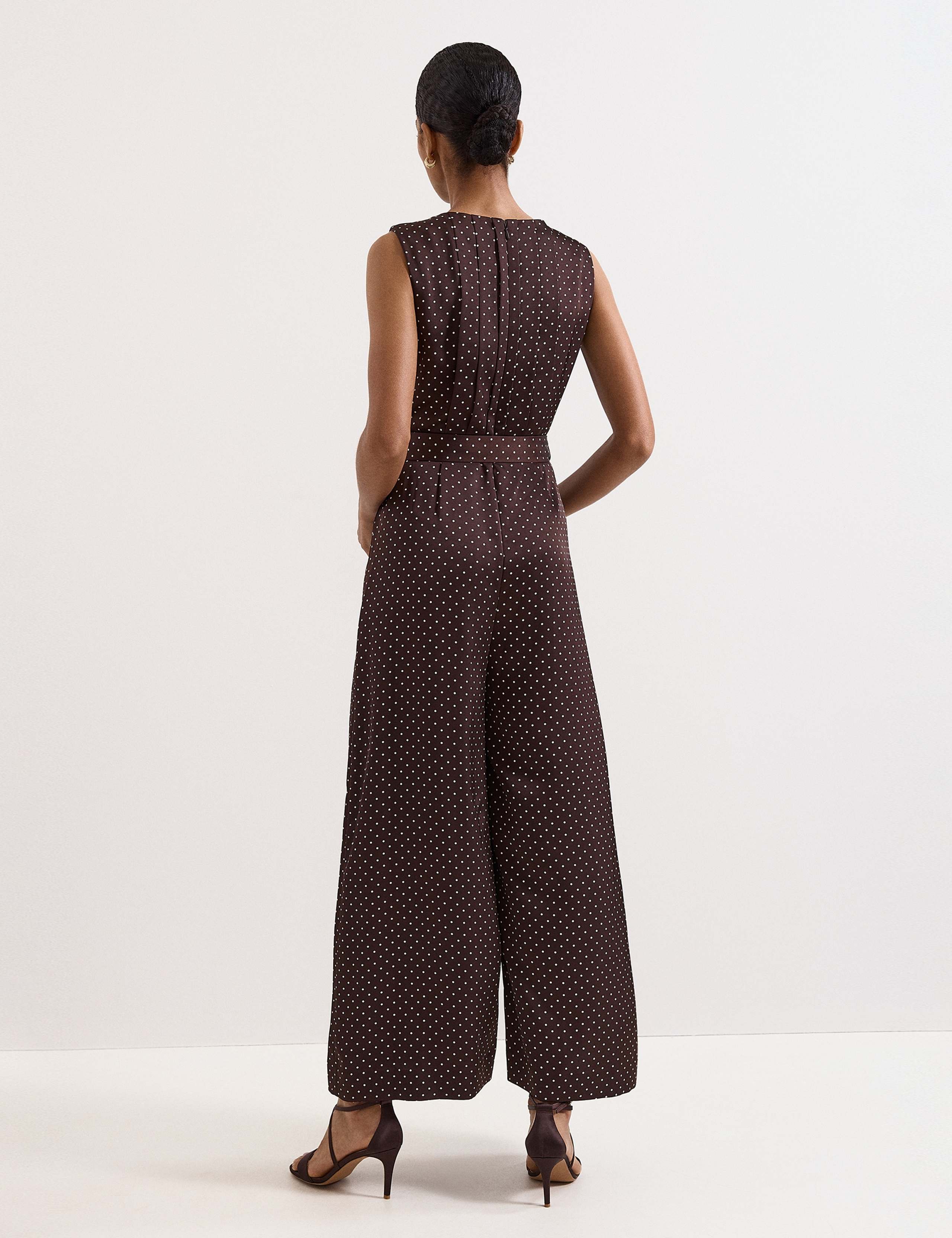 Polka Dot Belted Sleeveless Jumpsuit 4 of 6