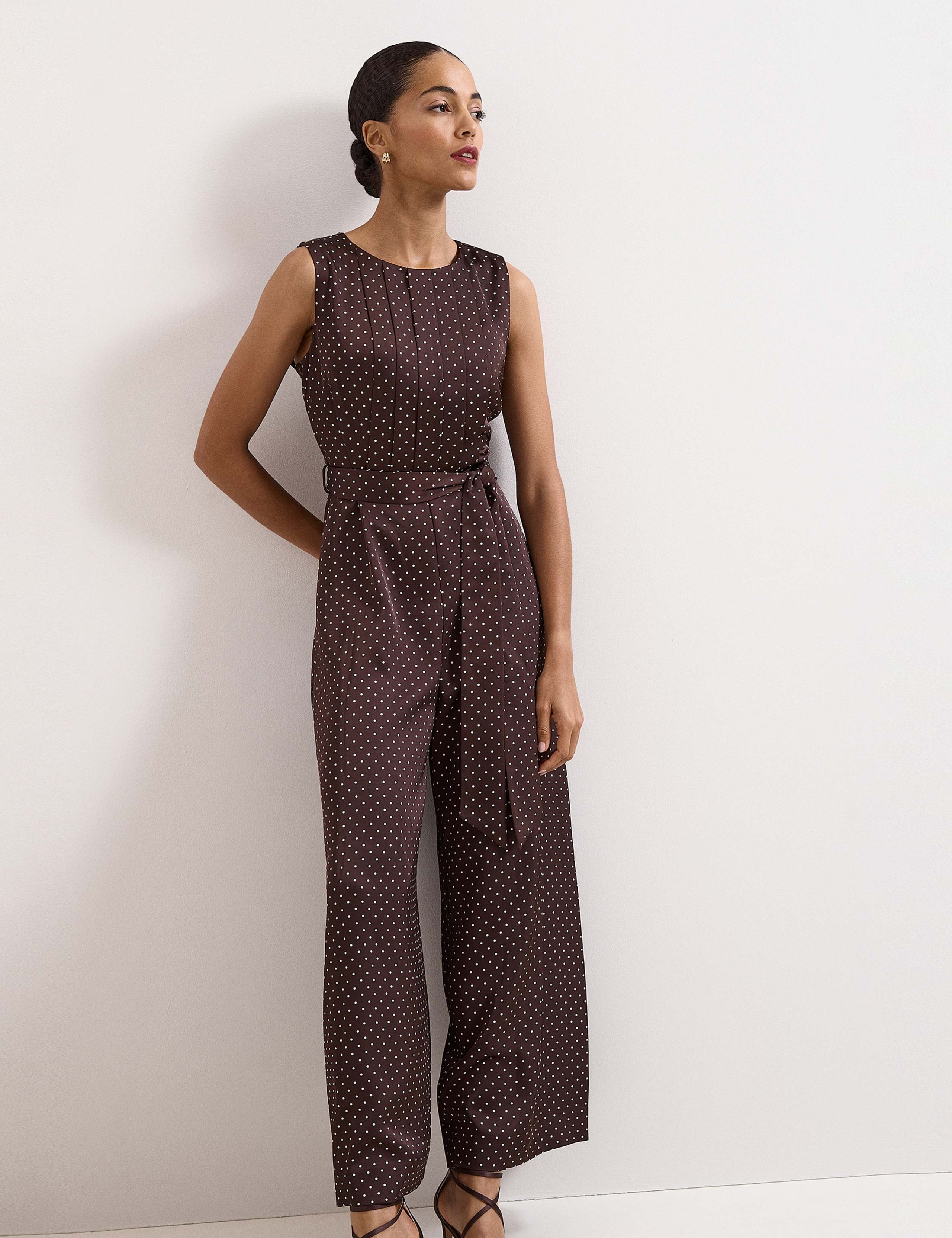 Polka Dot Belted Sleeveless Jumpsuit 5 of 6