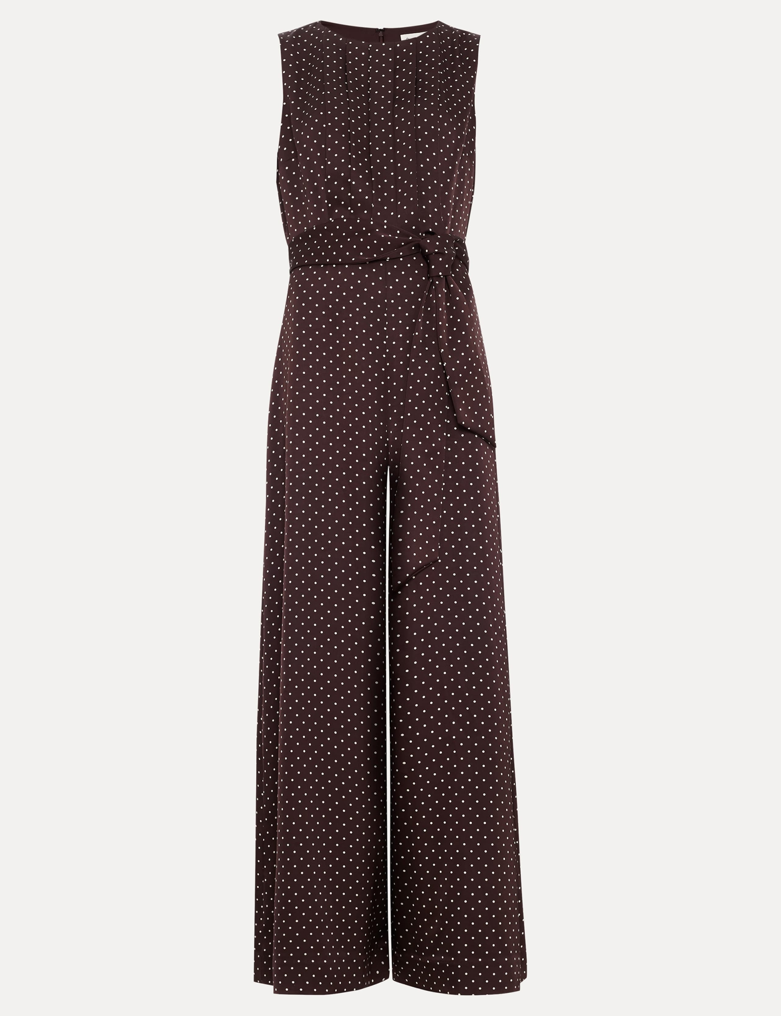 Polka Dot Belted Sleeveless Jumpsuit 2 of 6