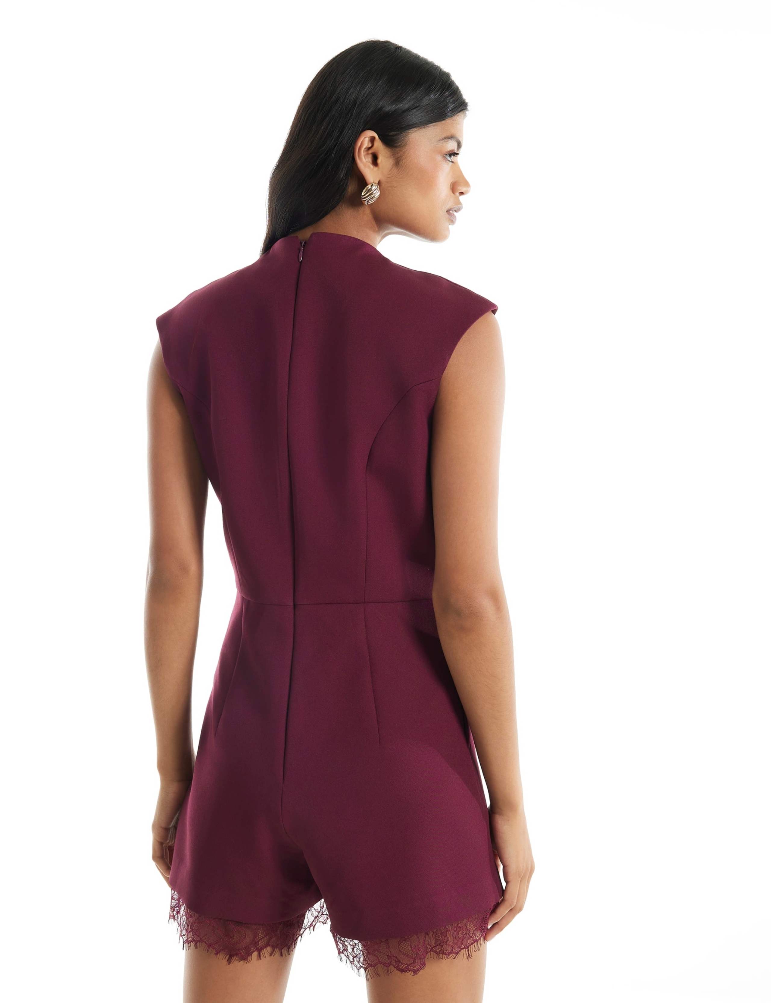 Lace Trim Crew Neck Mini Playsuit 4 of 4