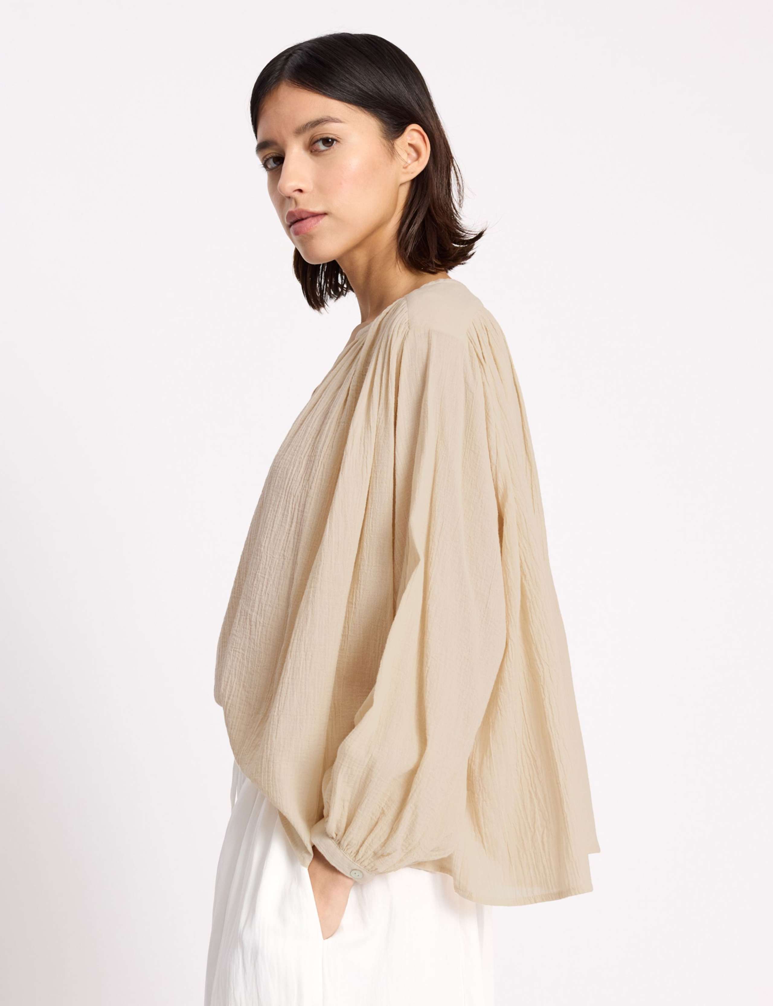 Pure Cotton Notch Neck Blouse 5 of 6