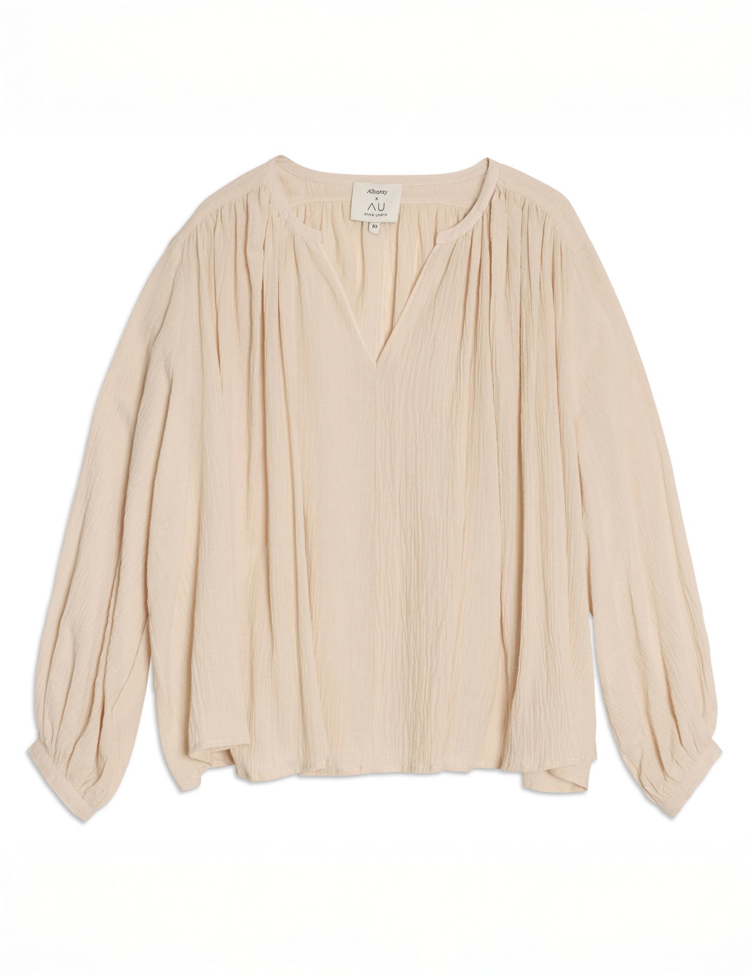 Pure Cotton Notch Neck Blouse 2 of 6