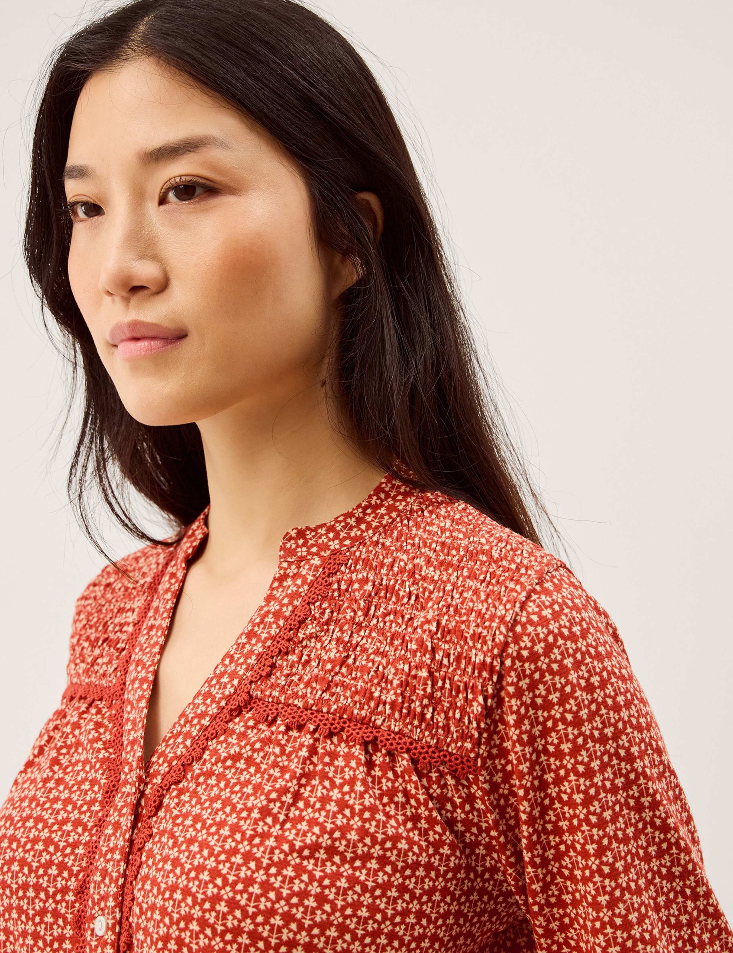 Cotton Rich Printed V-Neck Blouse 4 of 5