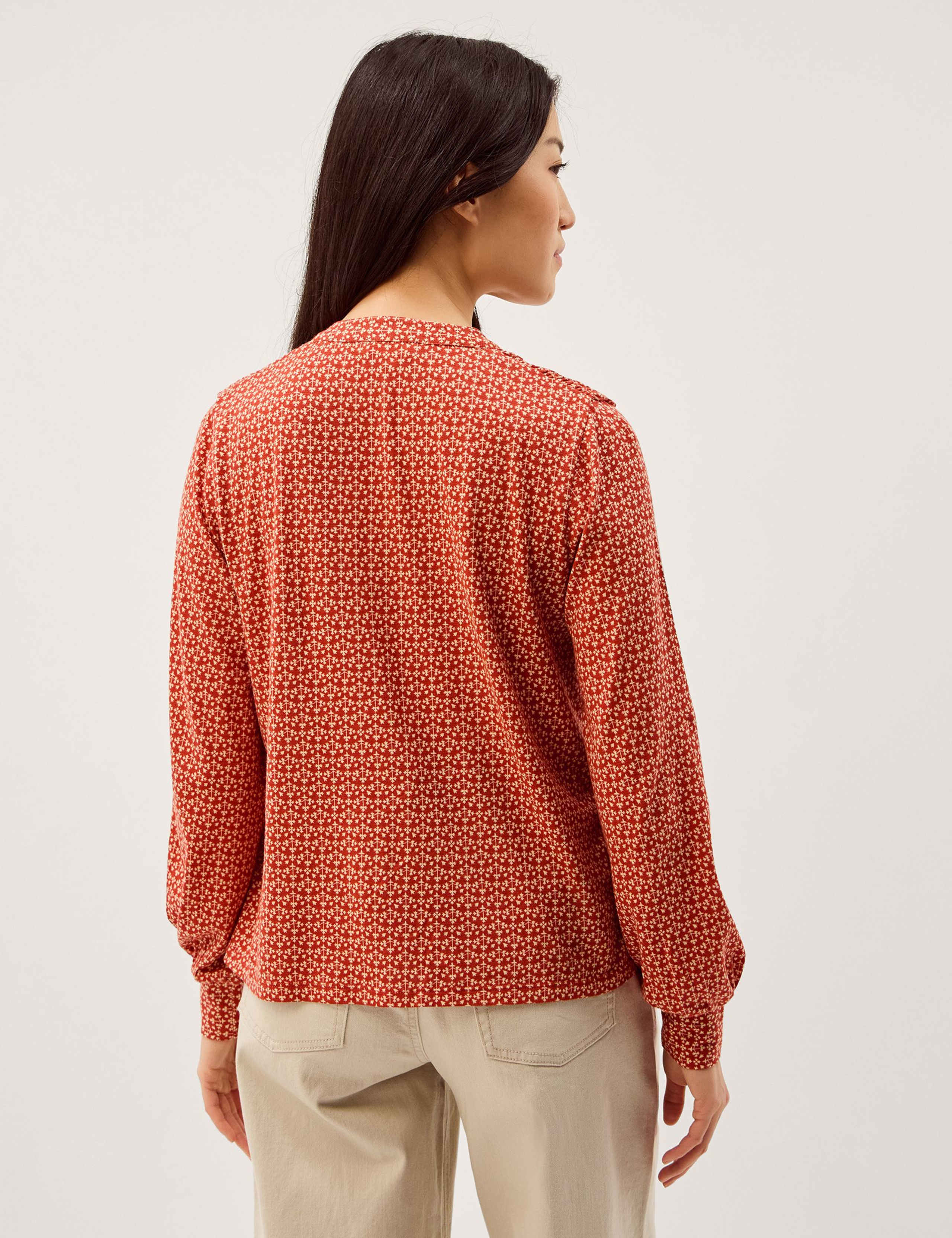 Cotton Rich Printed V-Neck Blouse 5 of 5