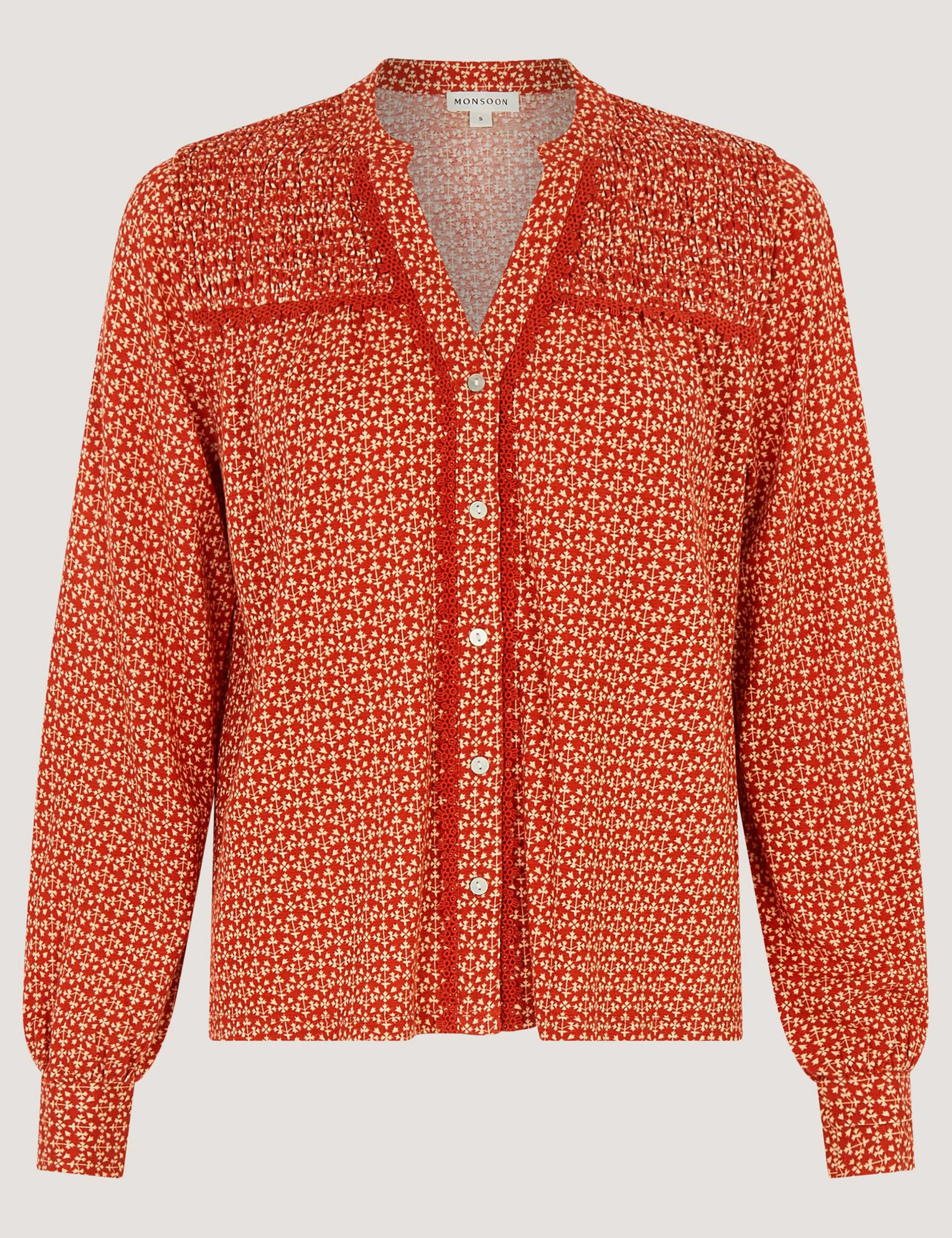 Cotton Rich Printed V-Neck Blouse 2 of 5