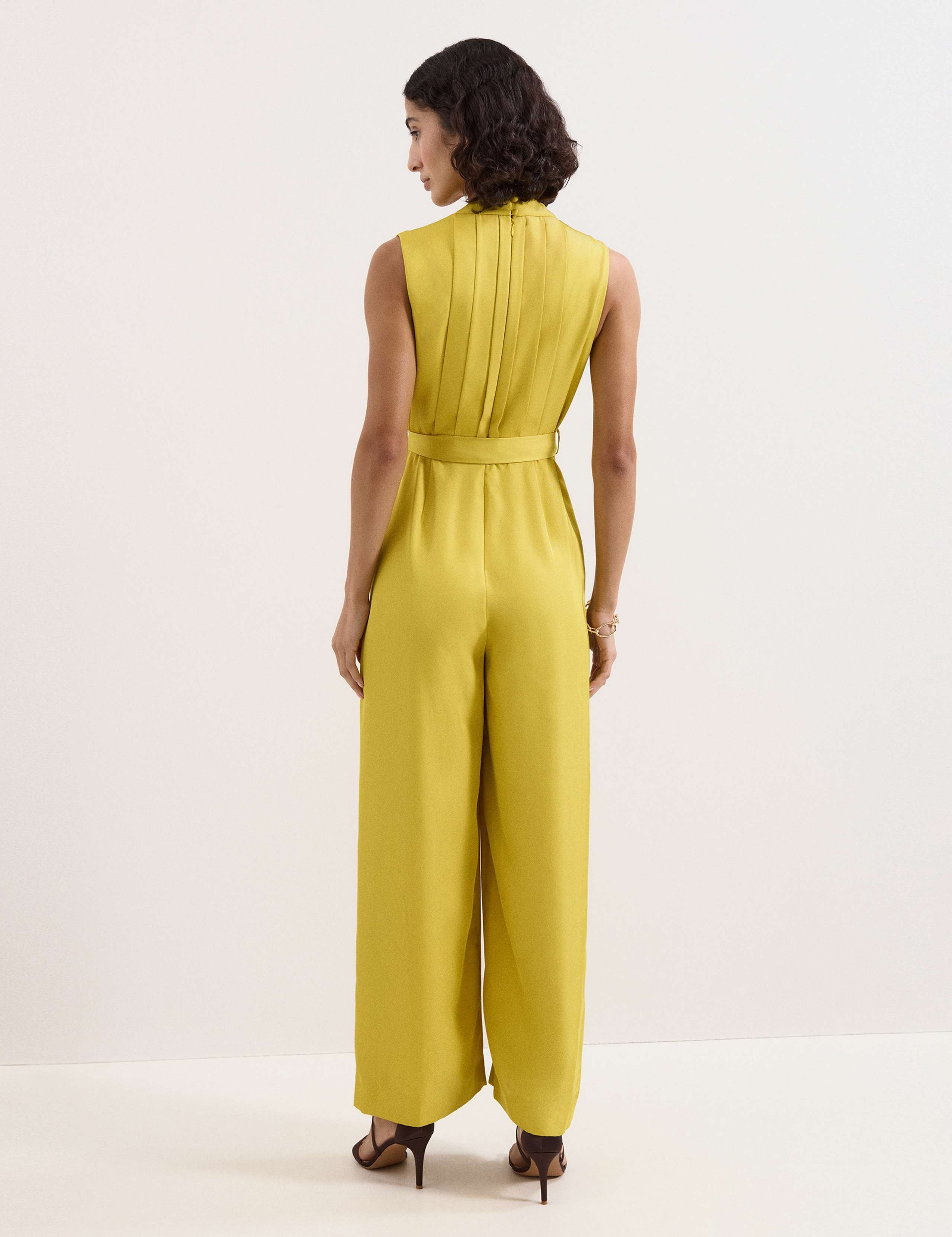 Satin Belted Sleeveless Wide Leg Jumpsuit 3 of 6