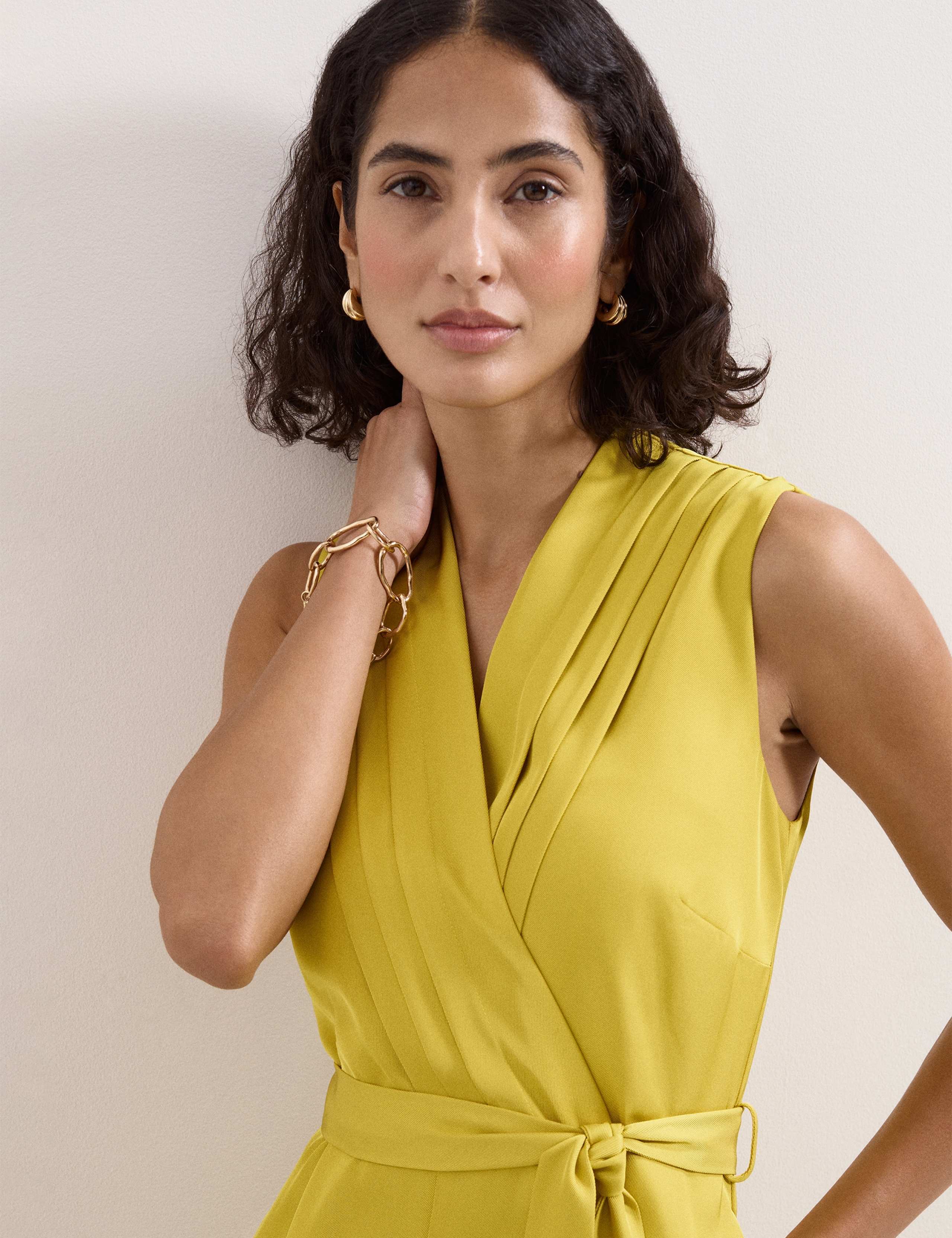 Satin Belted Sleeveless Wide Leg Jumpsuit 4 of 6