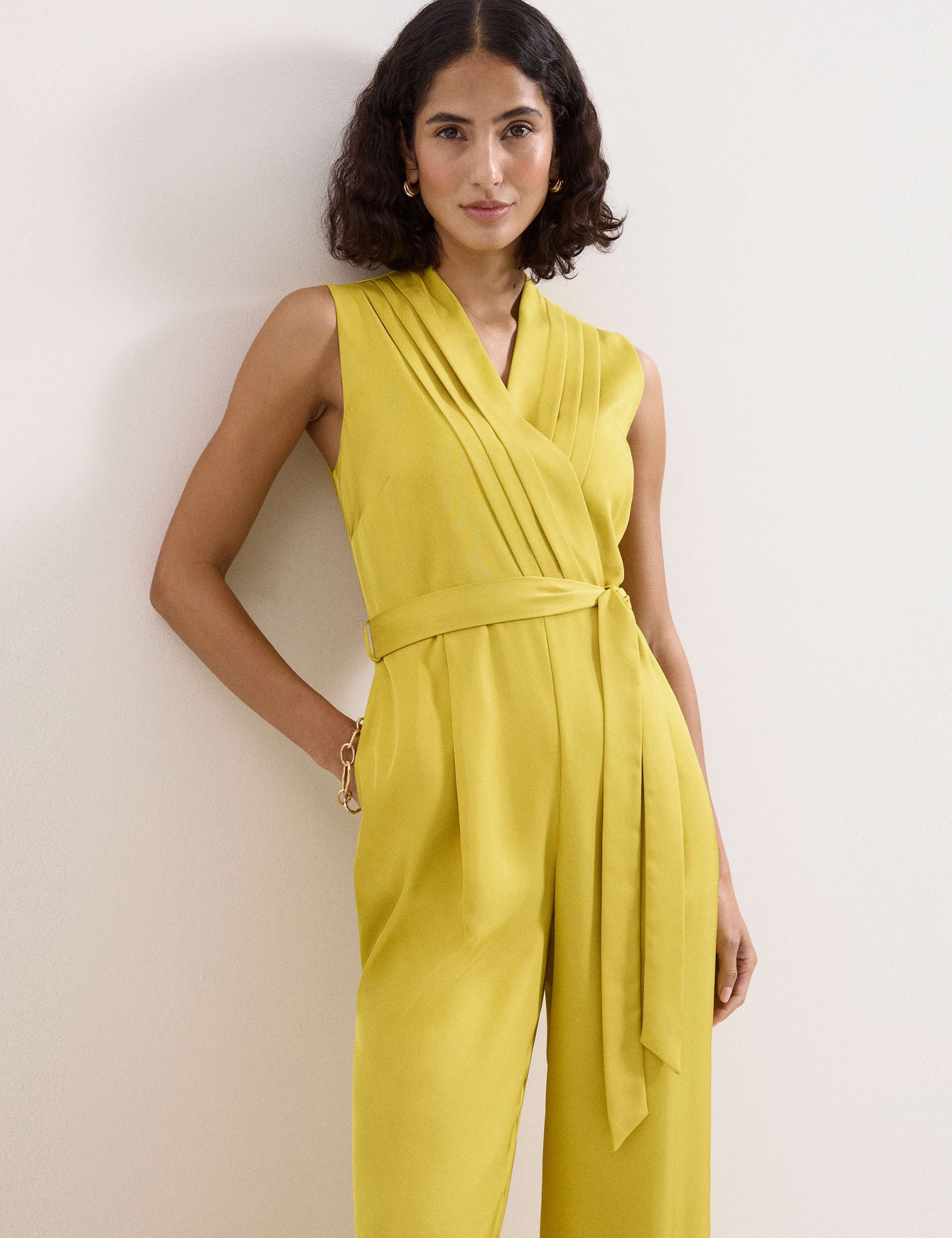 Satin Belted Sleeveless Wide Leg Jumpsuit 6 of 6