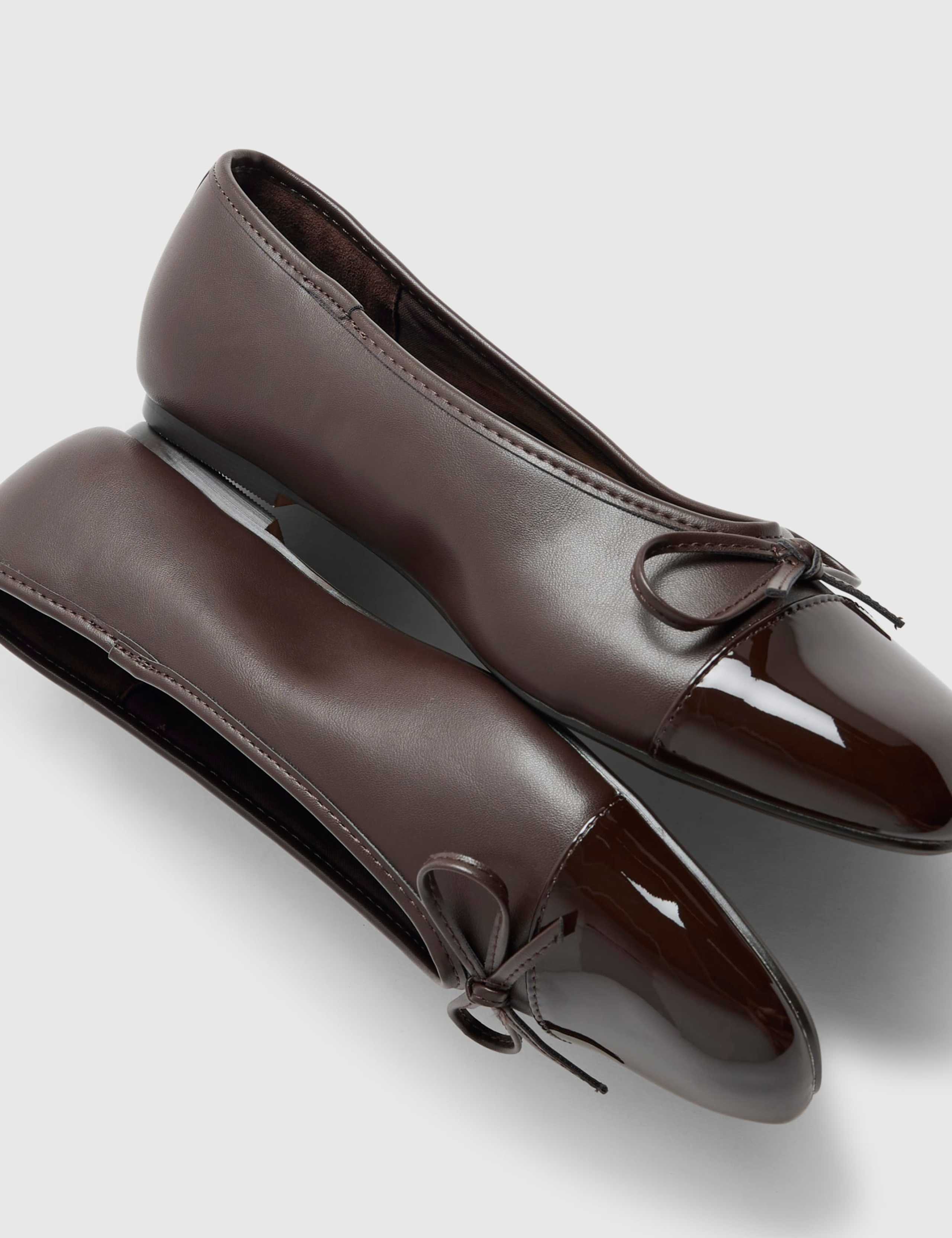 Toe Cap Bow Slip On Ballet Pumps 2 of 5