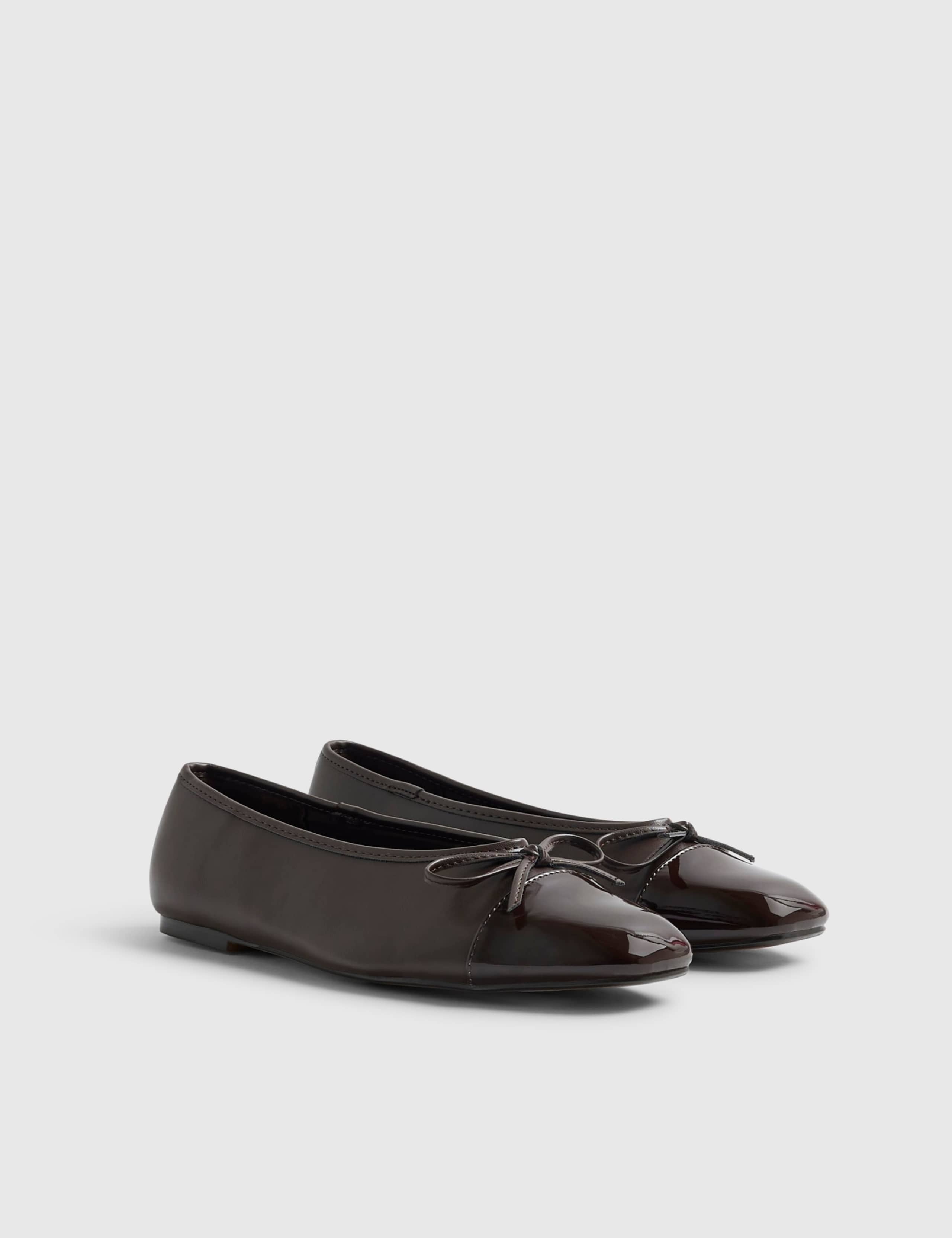 Toe Cap Bow Slip On Ballet Pumps 3 of 5