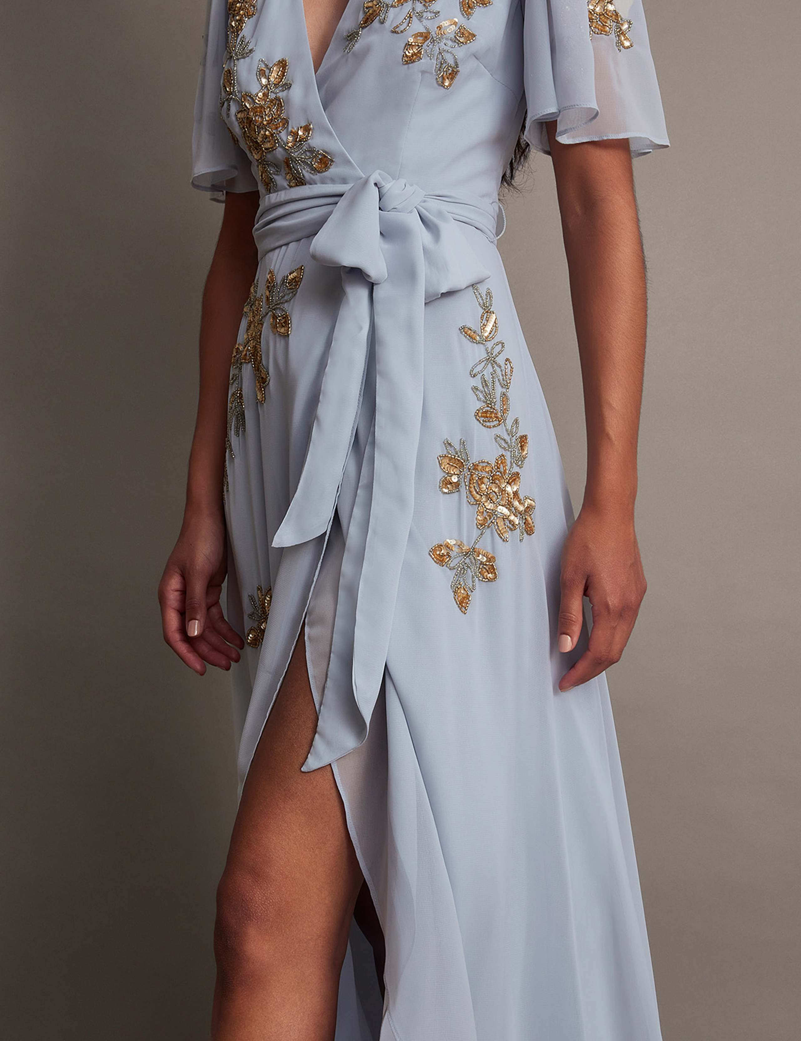 Embellished V-Neck Maxi Wrap Dress 4 of 5