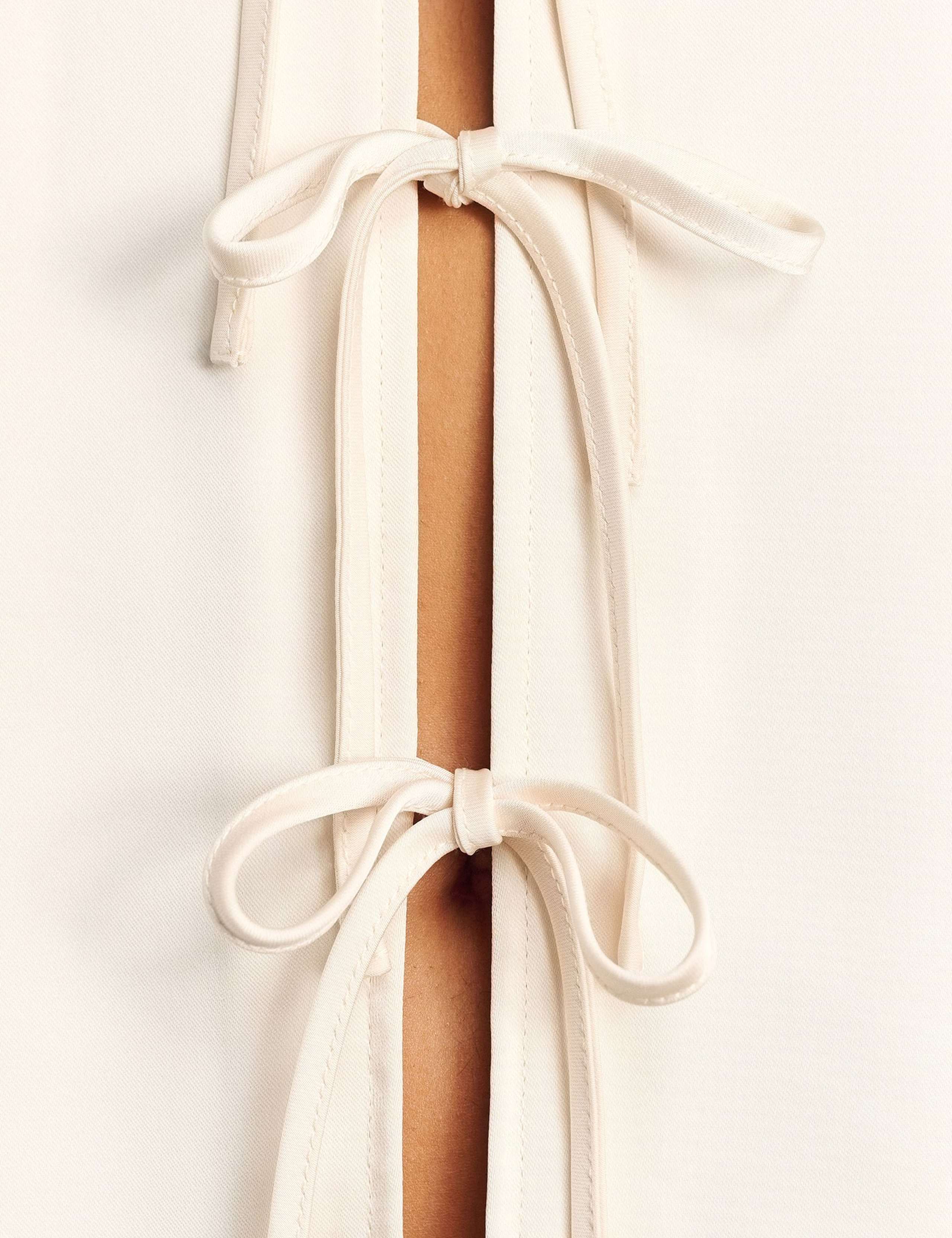 Satin Tie Front Collared Shirt 4 of 6