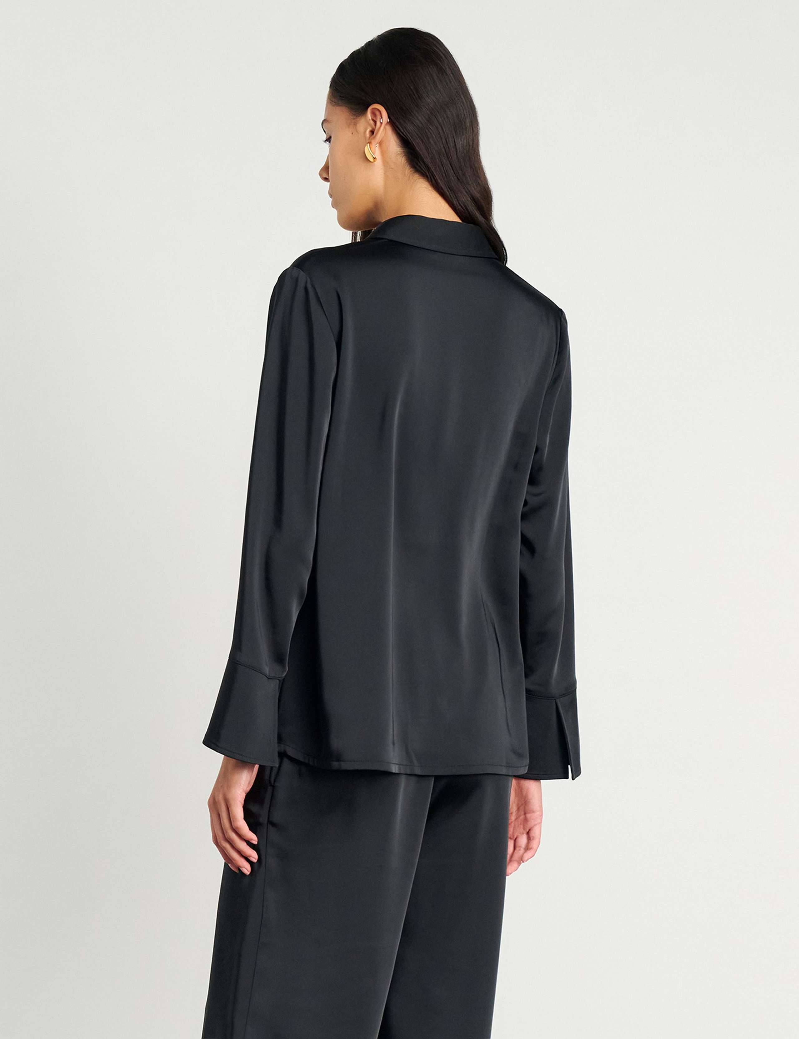 Satin Tie Front Collared Shirt 2 of 7