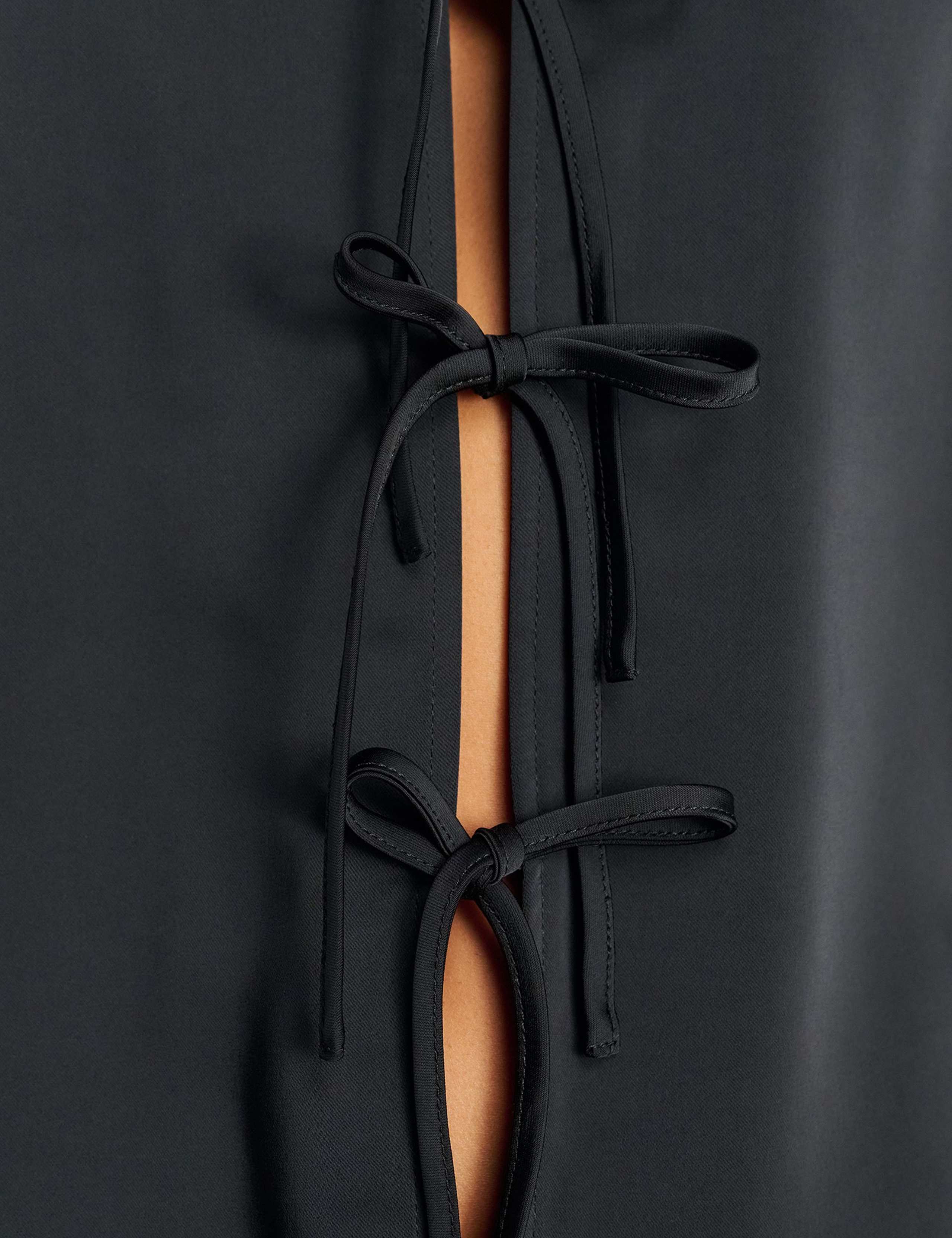 Satin Tie Front Collared Shirt 4 of 7