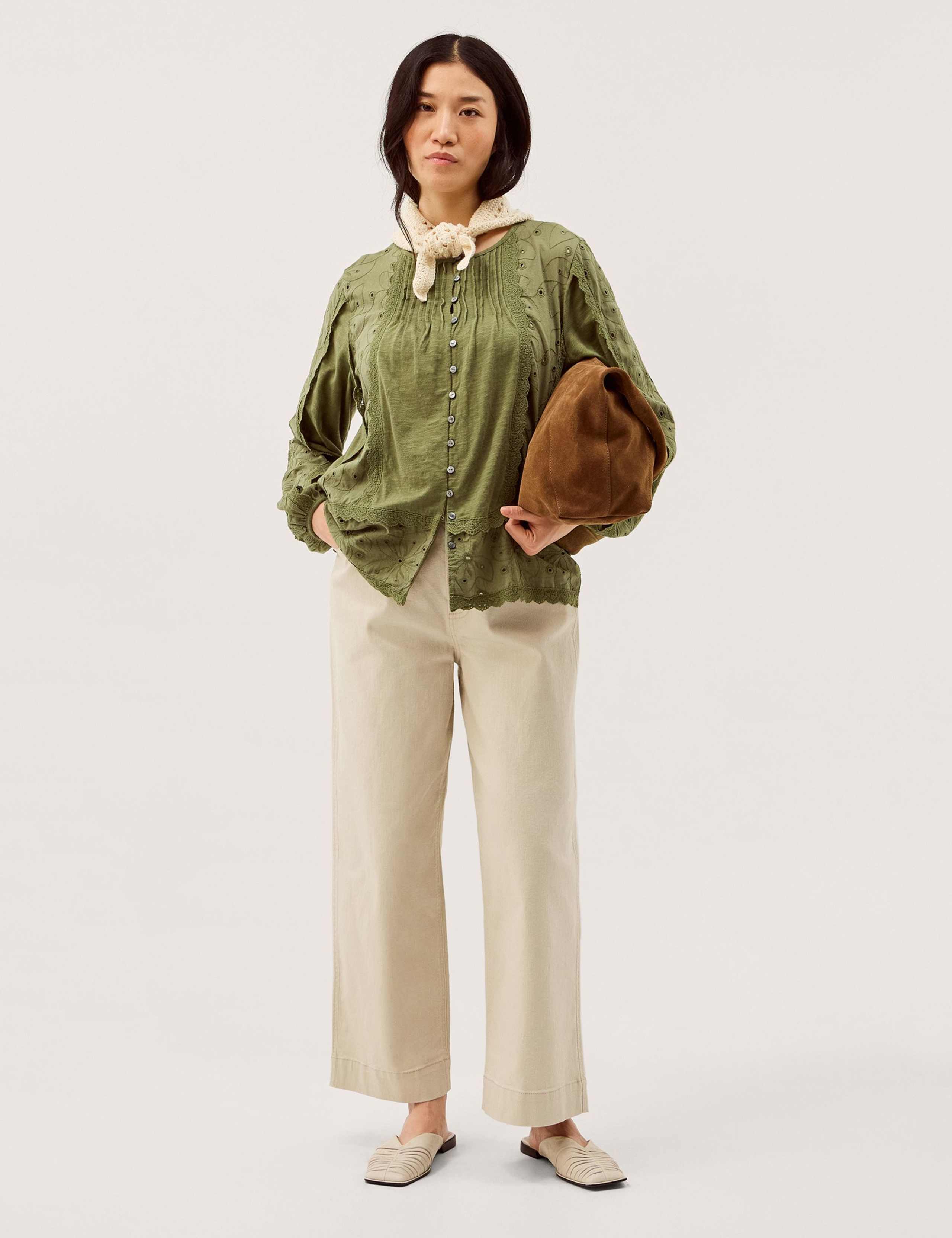 Cotton Rich Crew Neck Blouse 3 of 5