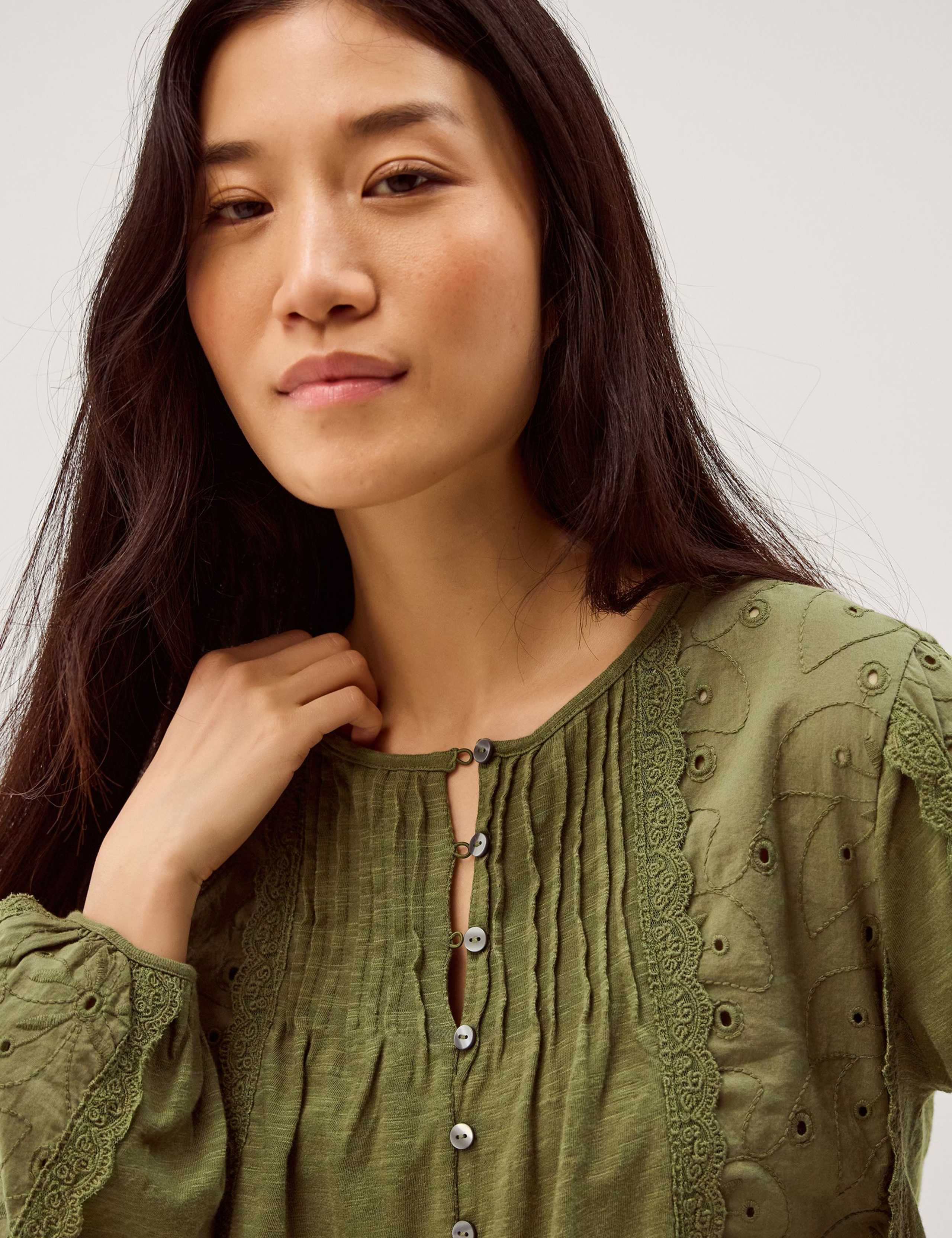 Cotton Rich Crew Neck Blouse 4 of 5