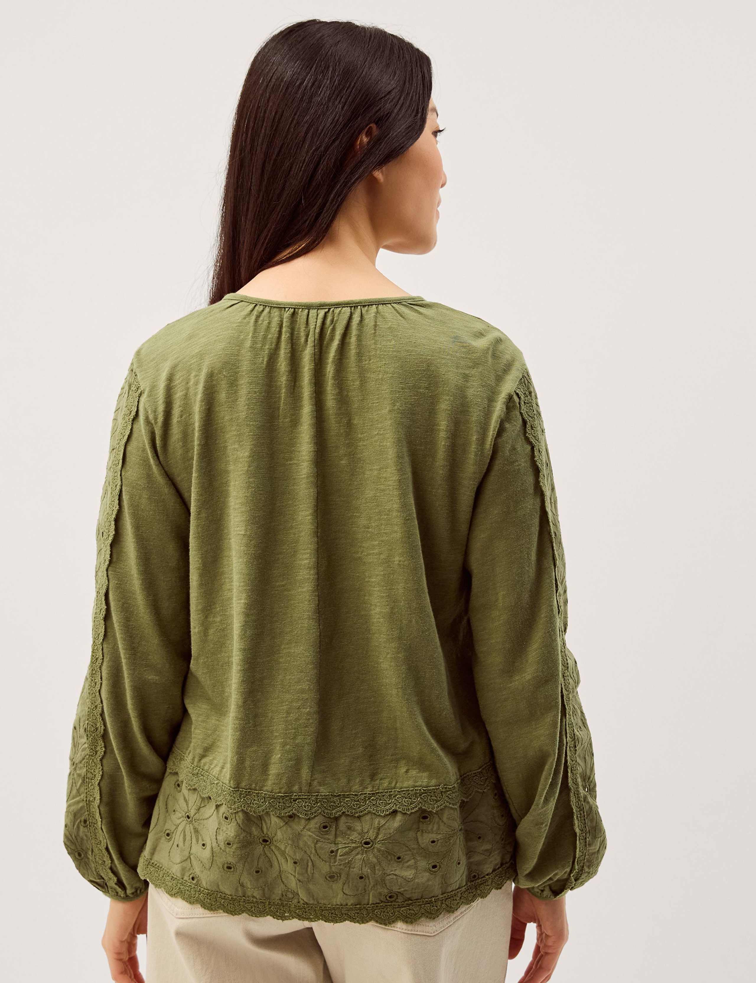 Cotton Rich Crew Neck Blouse 5 of 5