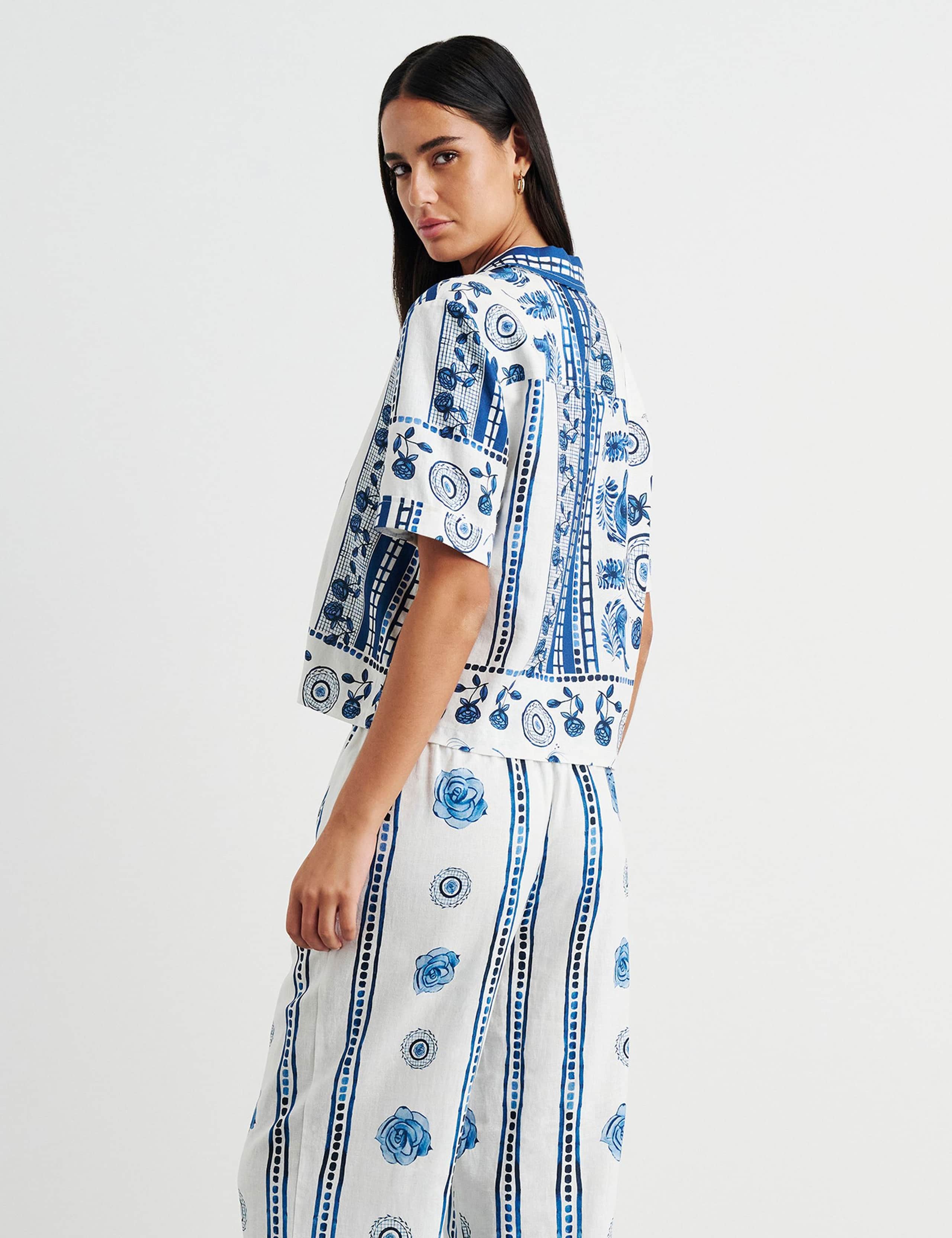 Linen Rich Lovebird Print Shirt 3 of 6