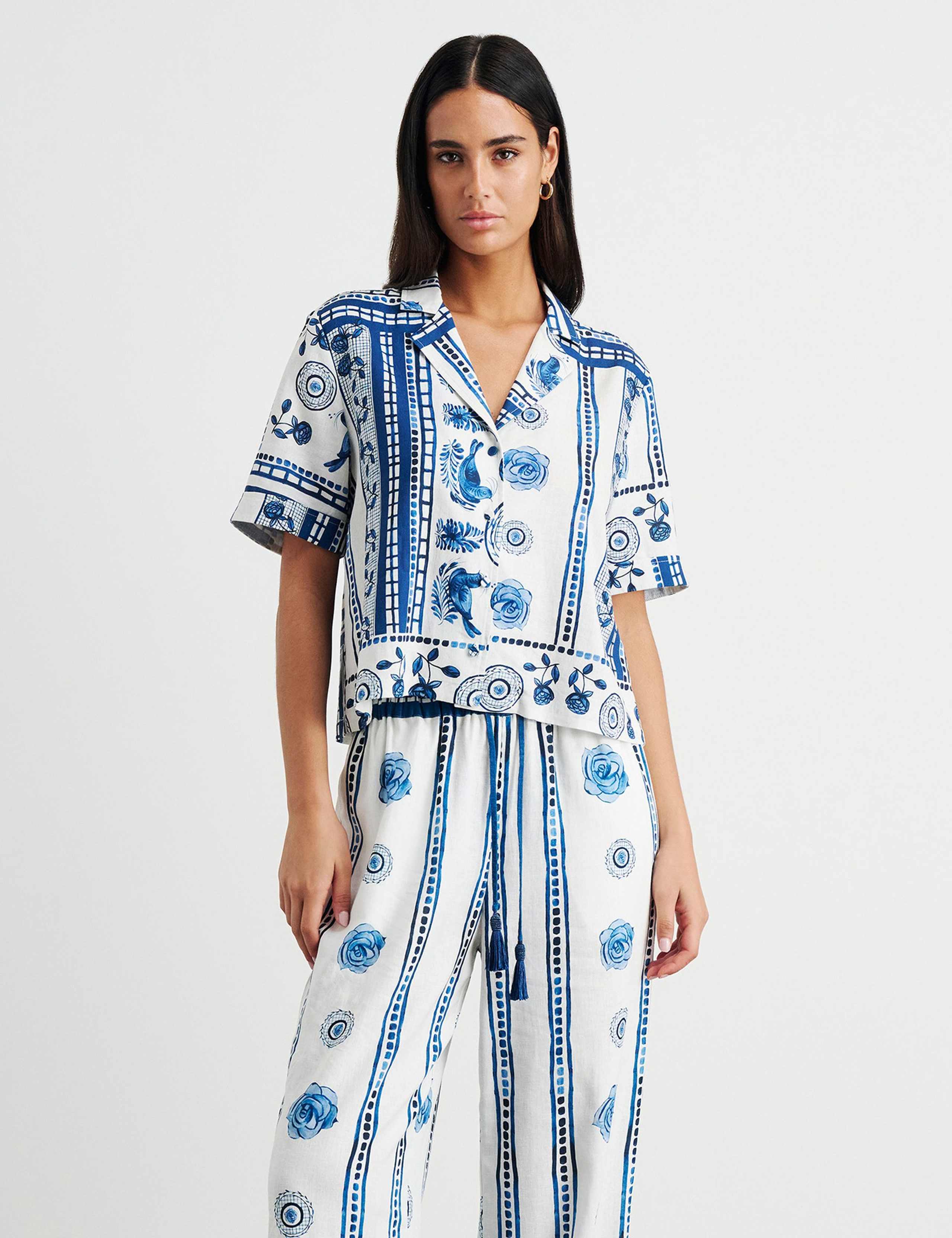 Linen Rich Lovebird Print Shirt 6 of 6