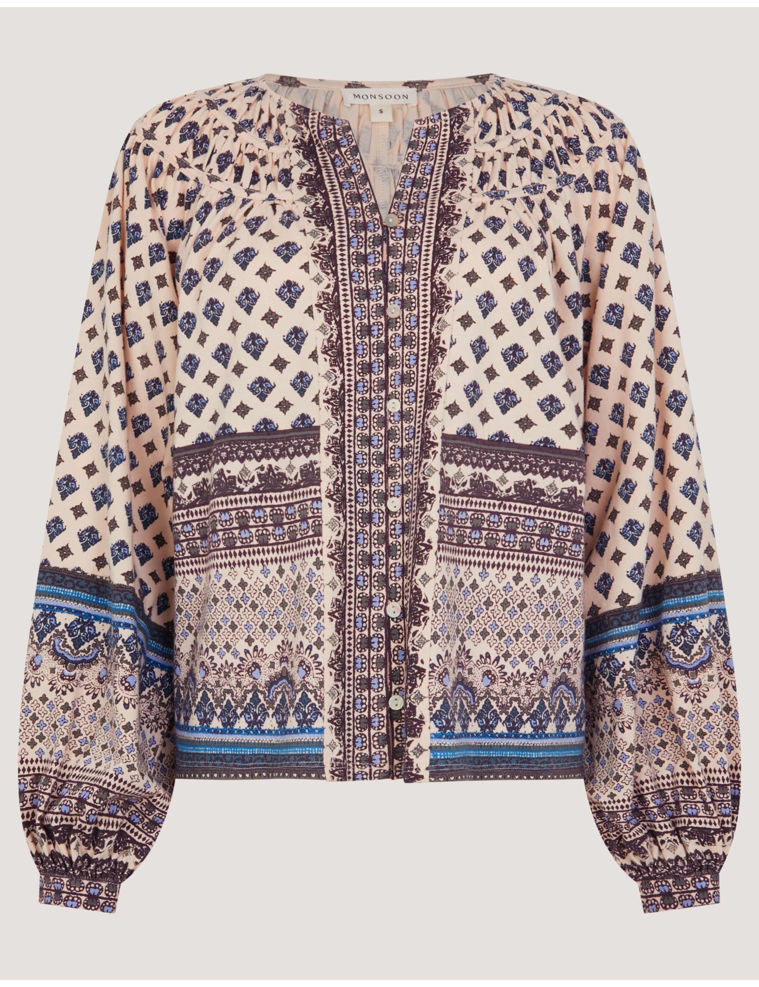 Pure Cotton Printed Notch Neck Blouse 2 of 5