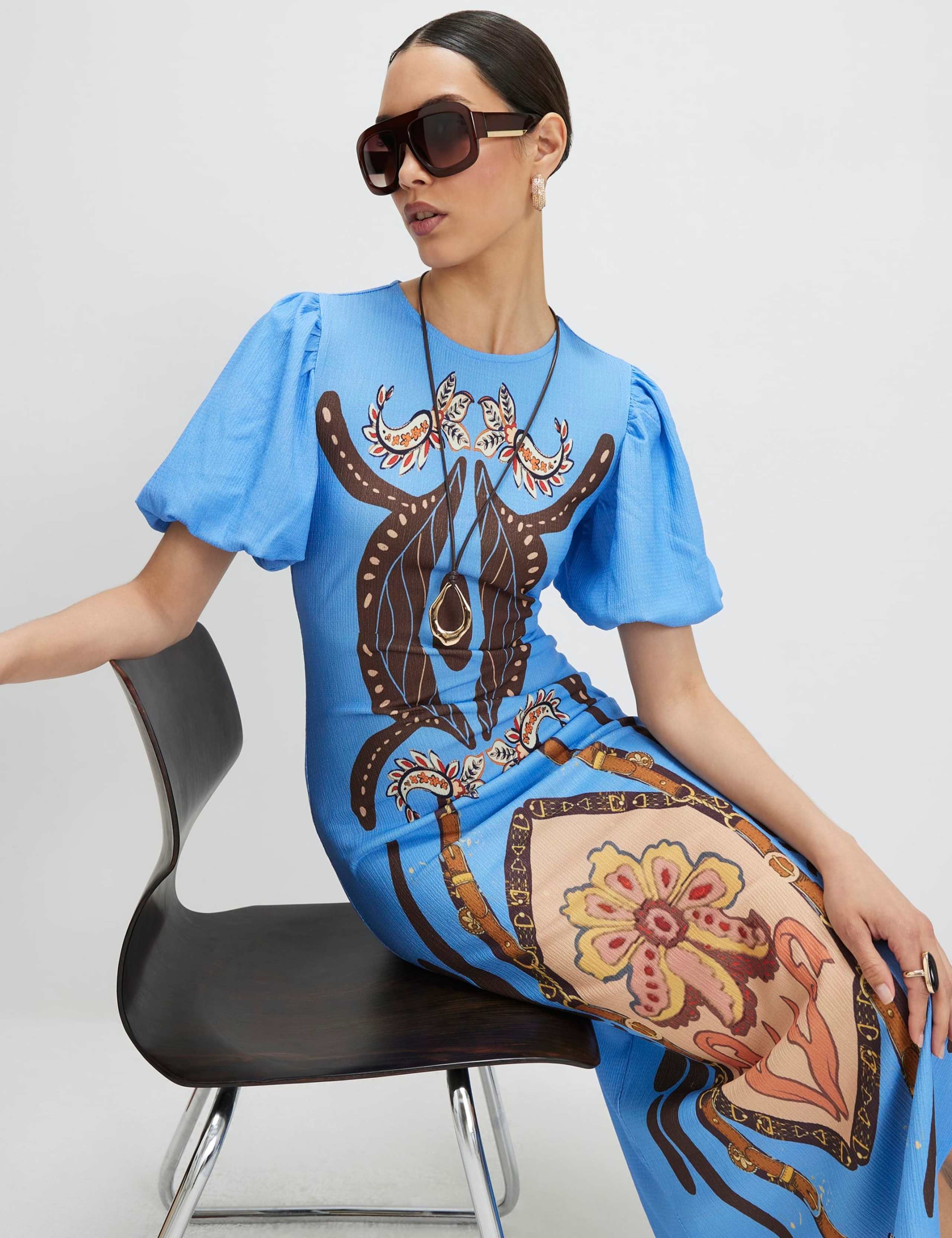 Textured Printed Midi Dress 3 of 4