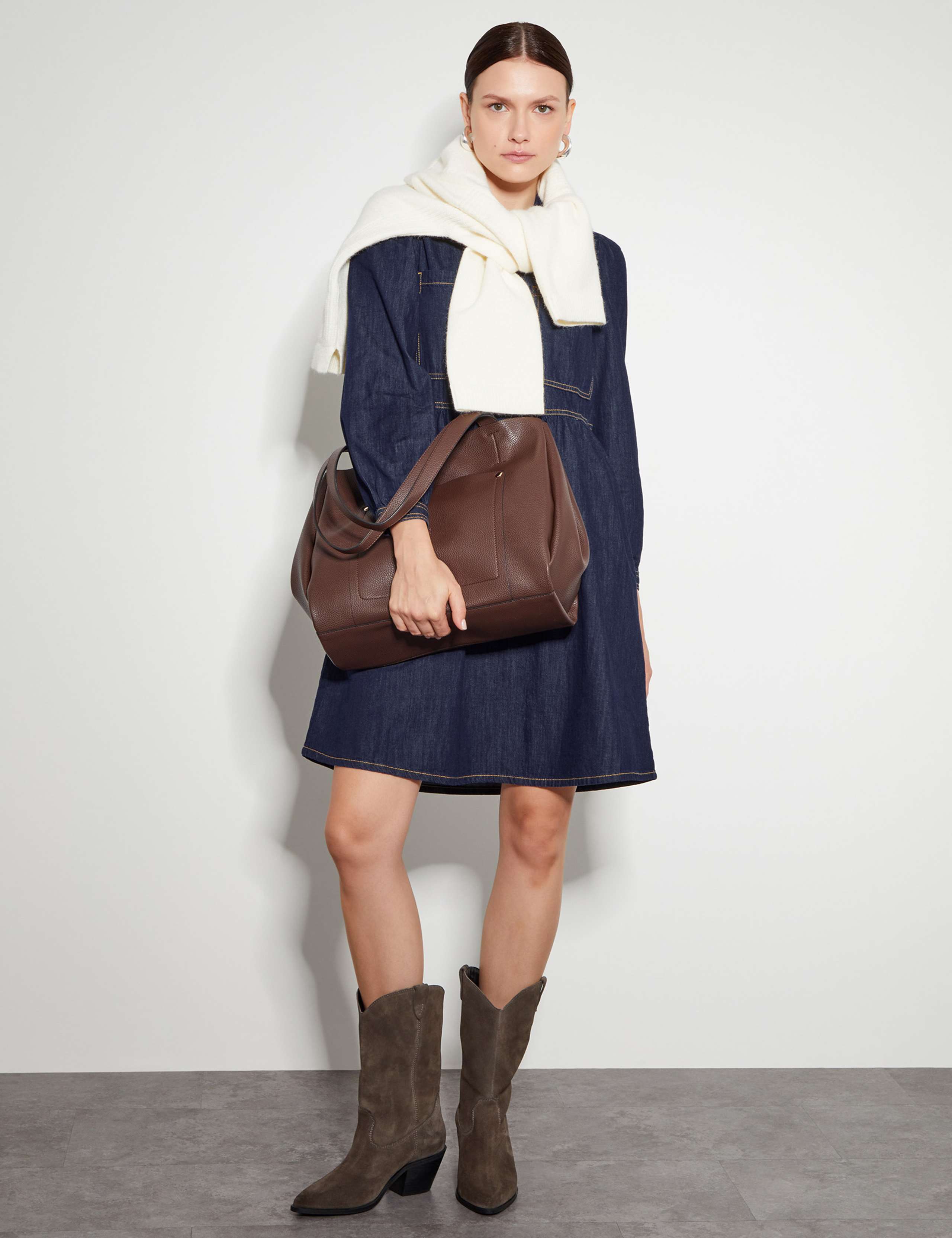 Denim Mini Shirt Dress 2 of 5