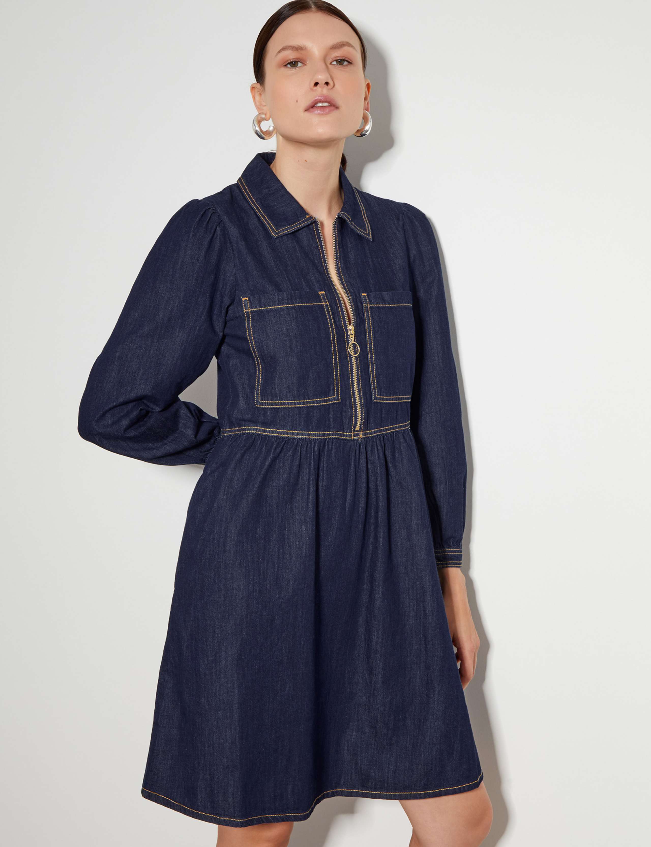 Denim Mini Shirt Dress 3 of 5