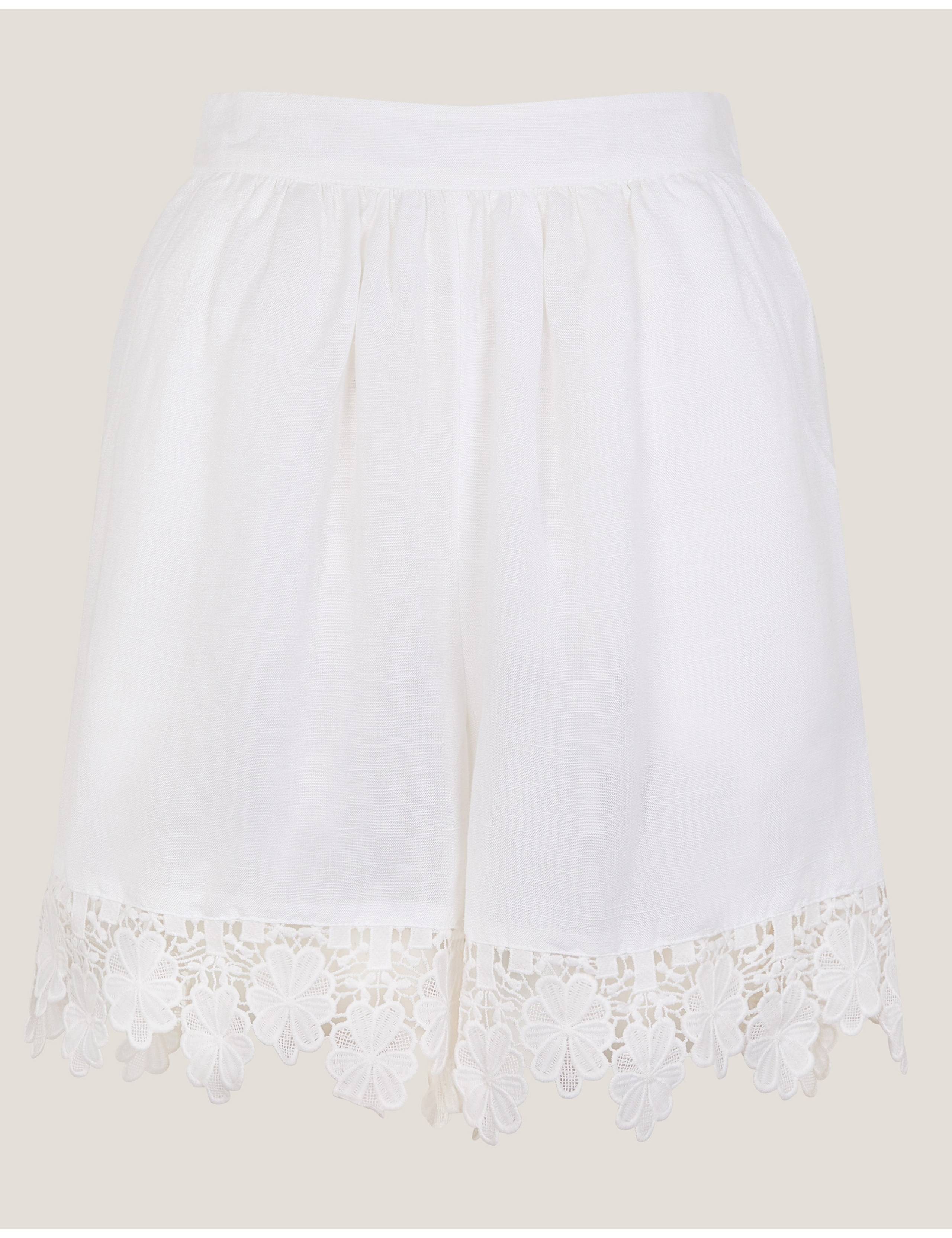 Linen Blend Floral Lace Trimmed Shorts 2 of 5