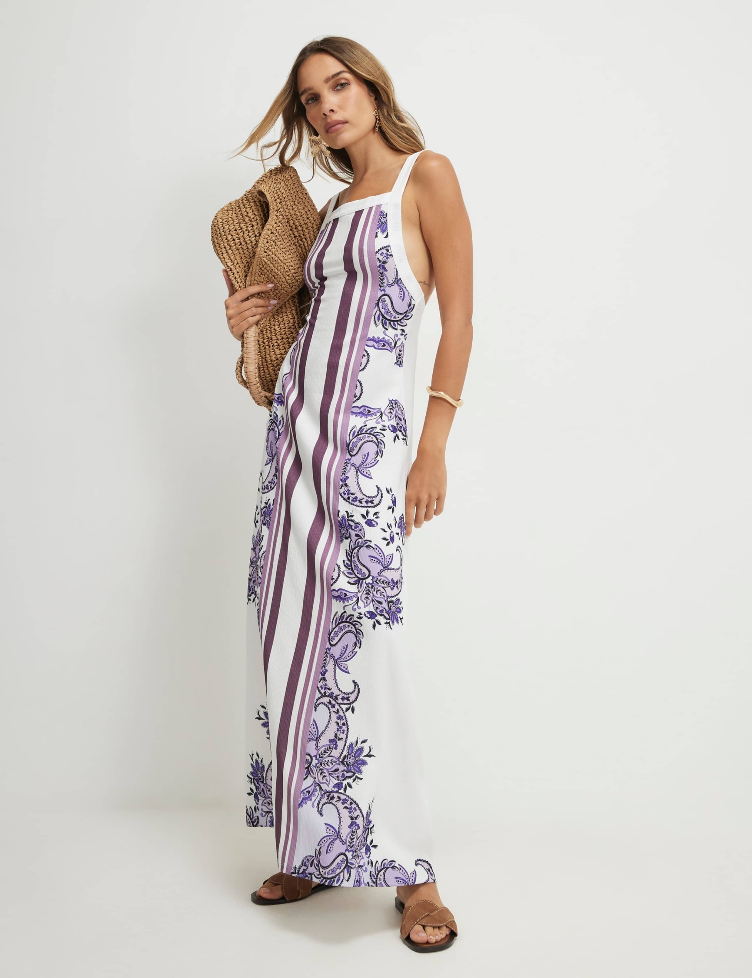 Pure Cotton Paisley Midi Column Dress 1 of 5