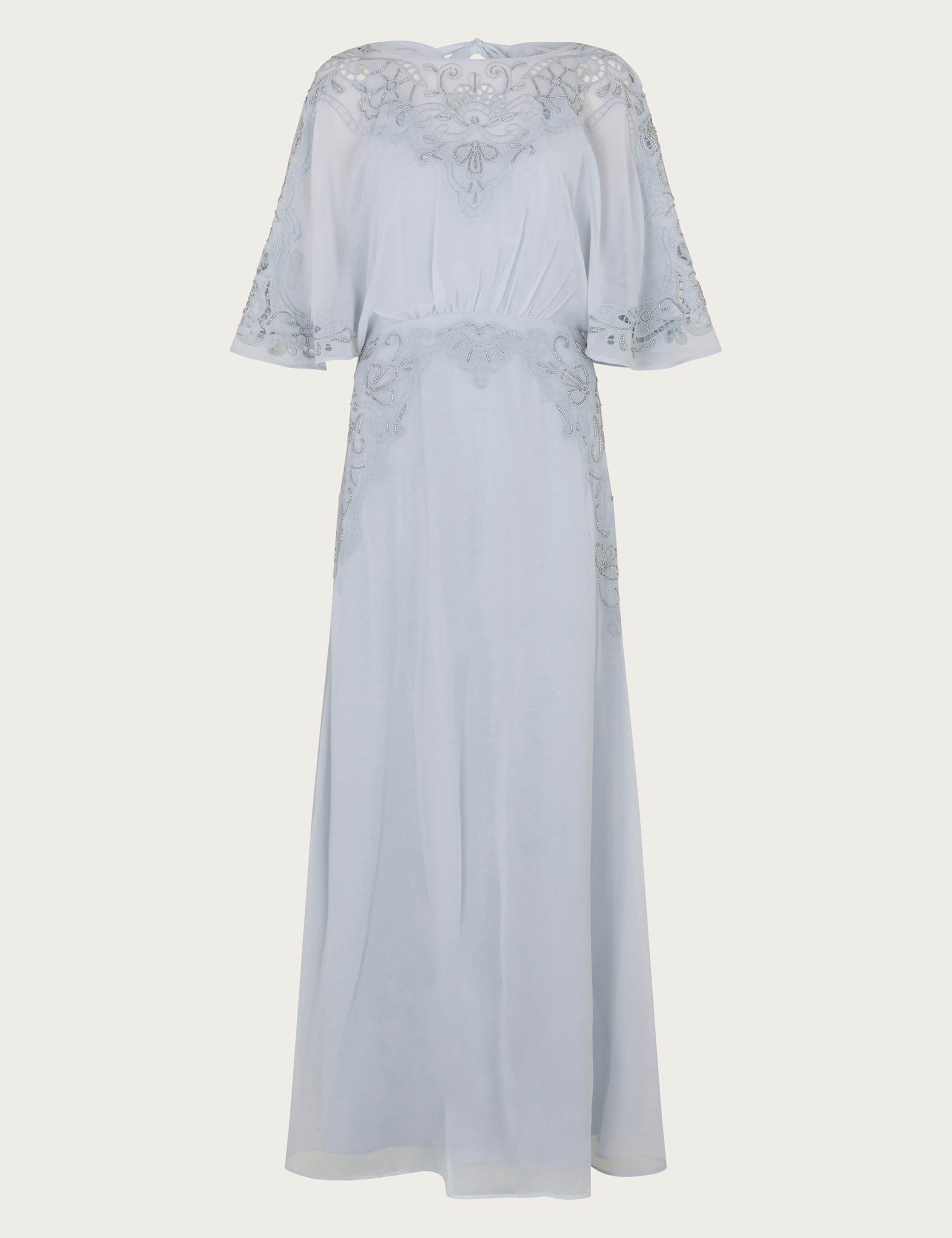 Embroidered Angel Sleeve Maxi Waisted Dress 2 of 5