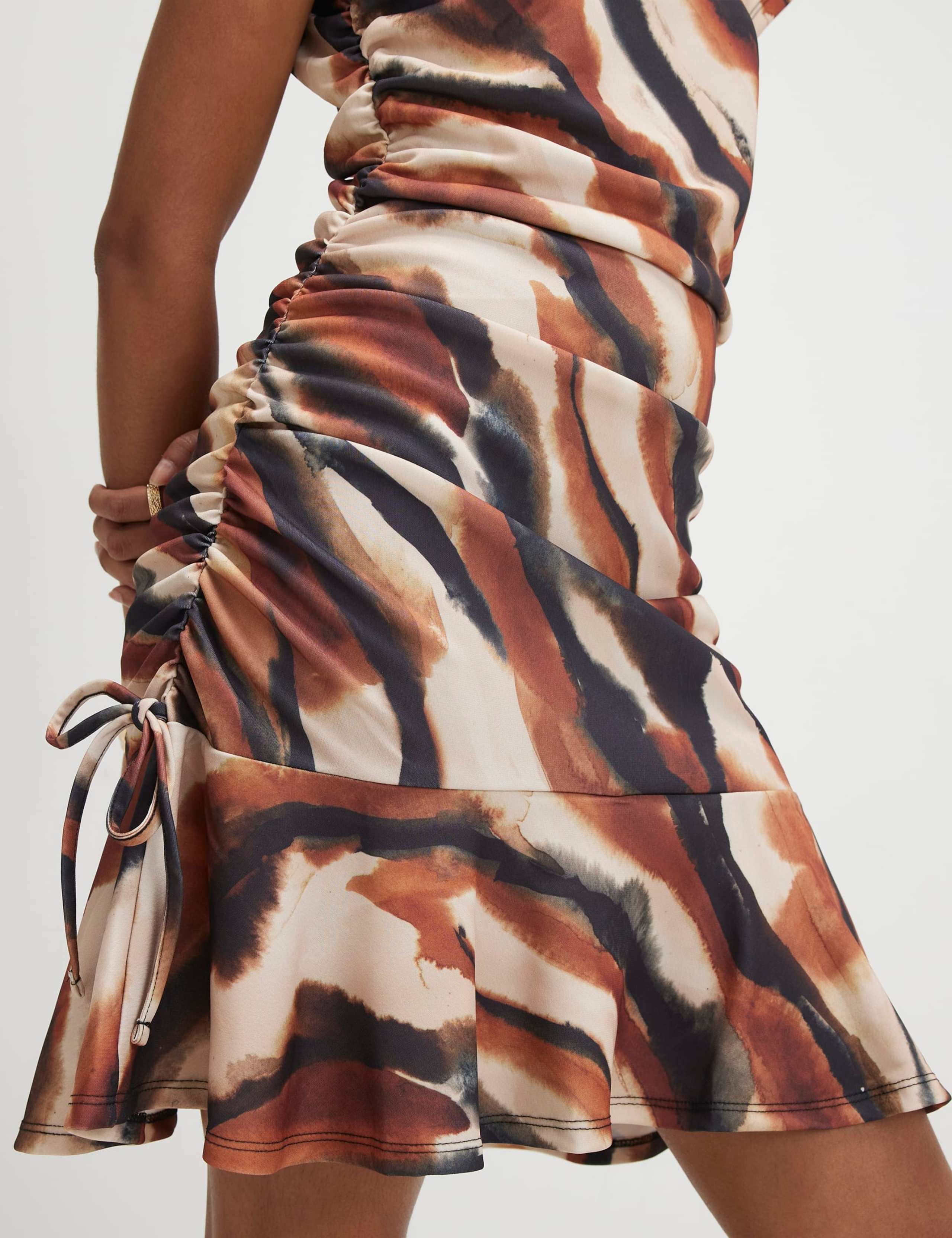 Printed Ruched Mini Skater Dress 3 of 4