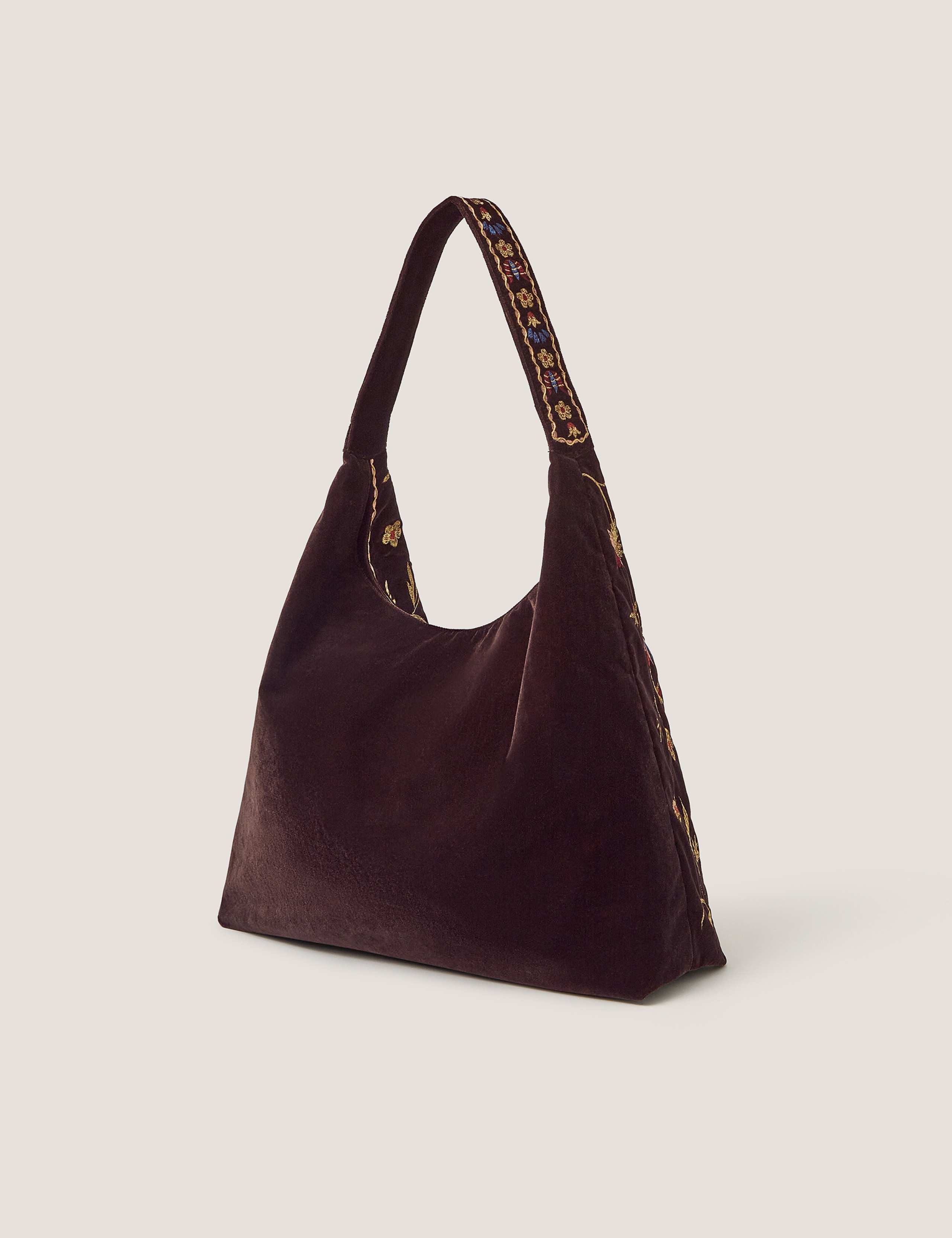 Velvet Floral Embroidered Shoulder Bag 2 of 4