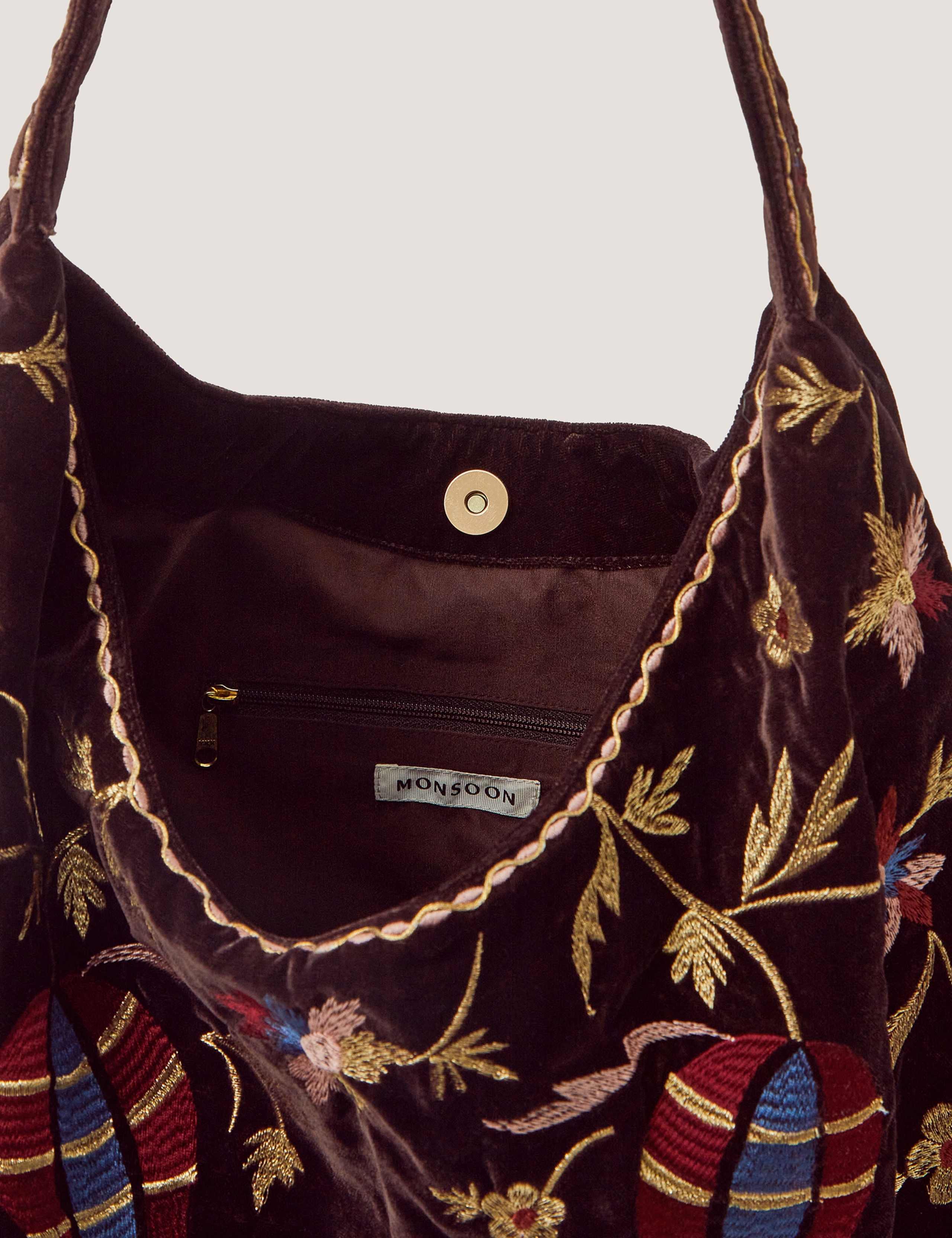 Velvet Floral Embroidered Shoulder Bag 3 of 4