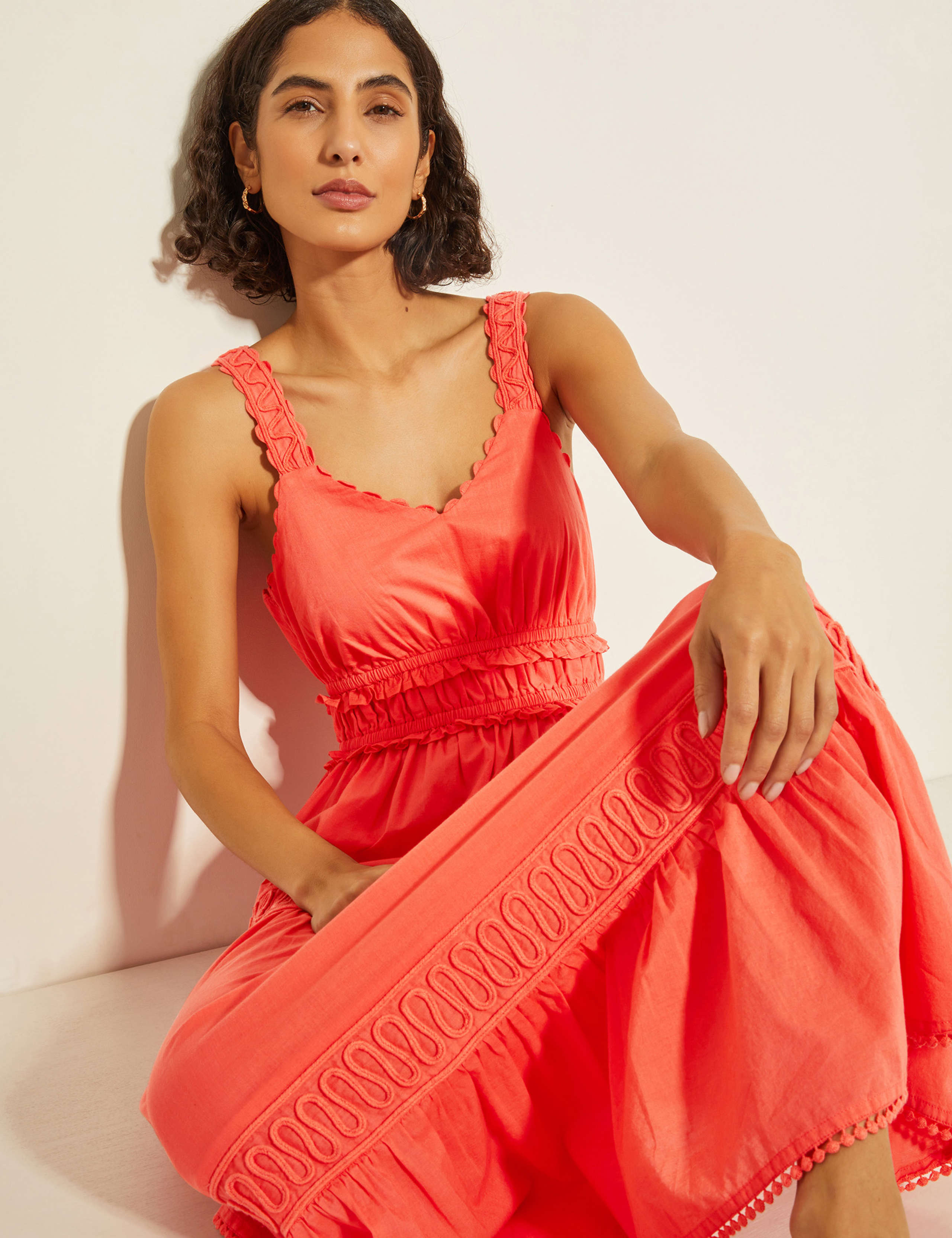 Pure Cotton V-Neck Maxi Tailored Dress 2 of 4