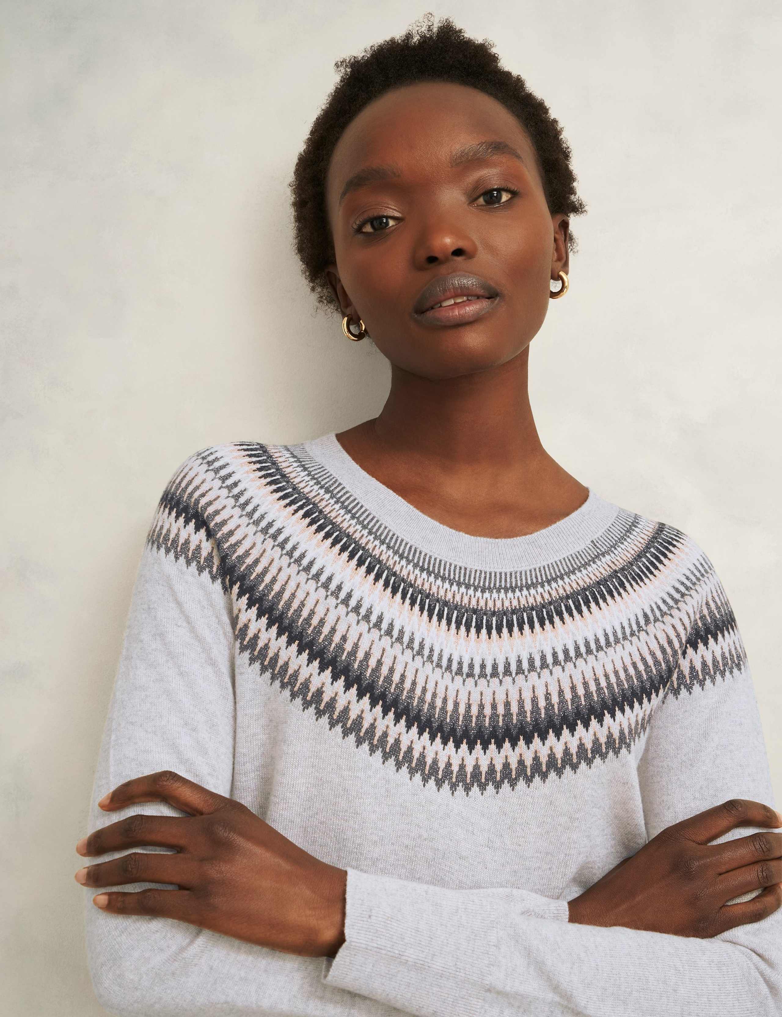 Merino Wool Blend Sparkly Slash Neck Jumper 3 of 5