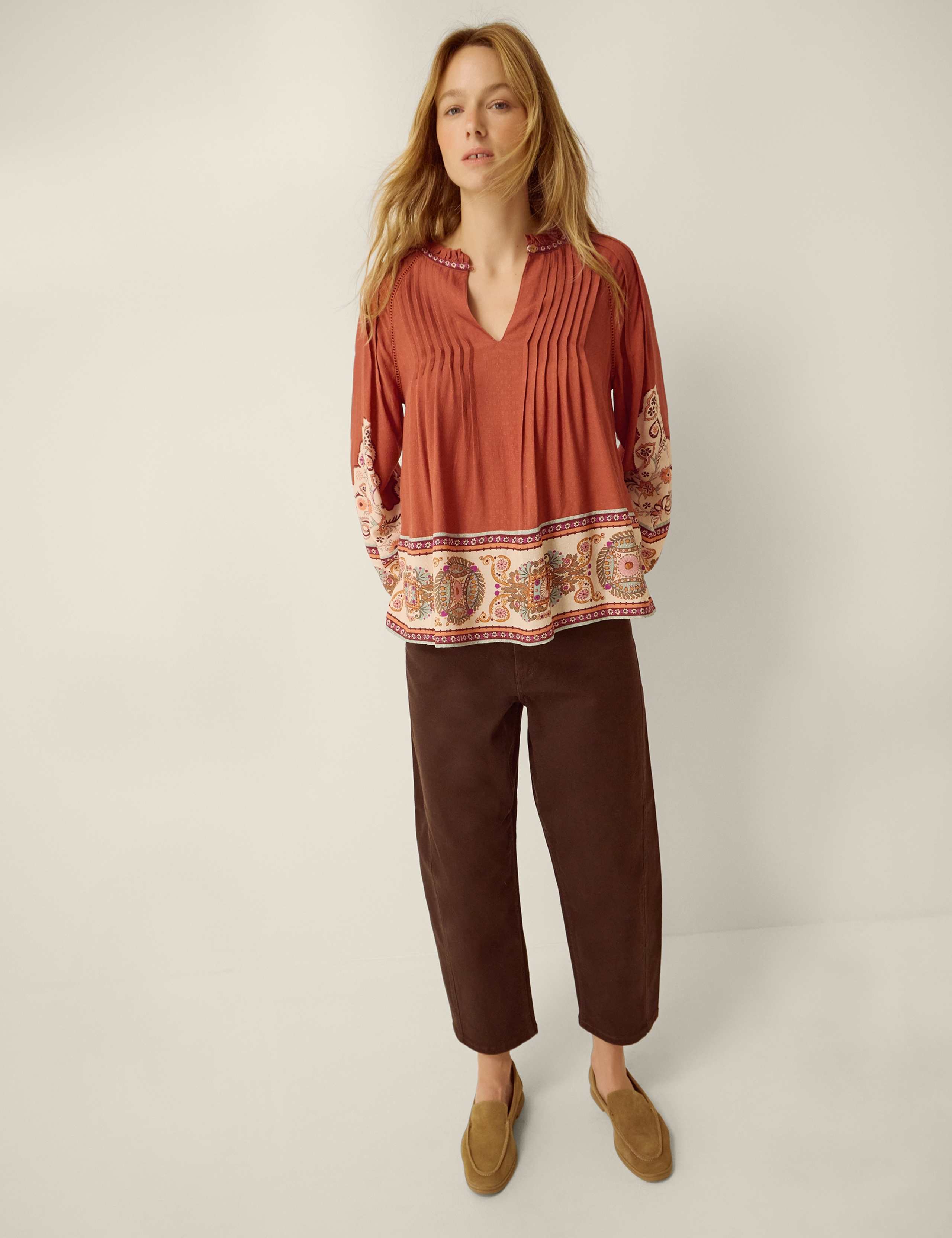 Printed Pintuck Blouse 3 of 4