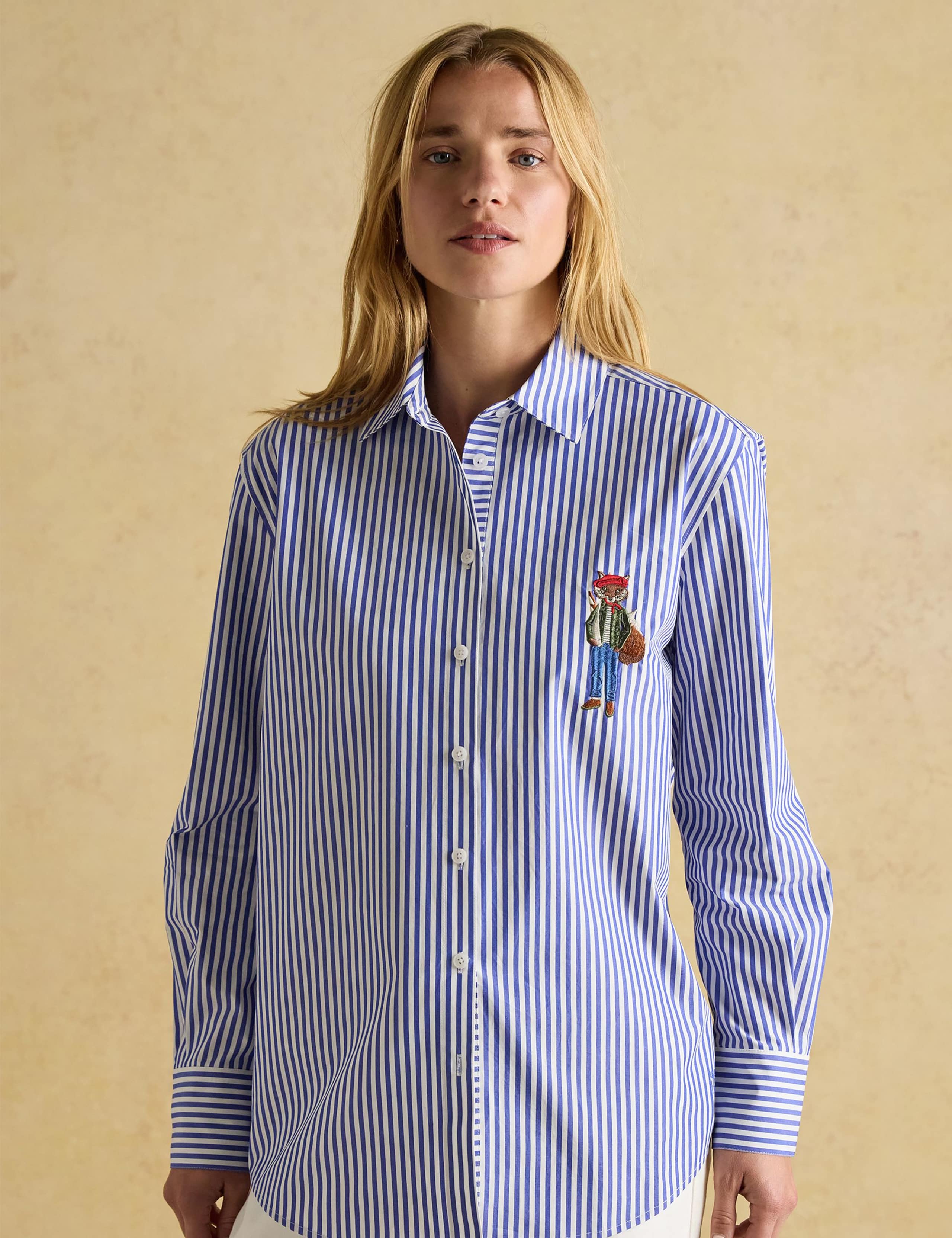 Pure Cotton Striped Embroidered Shirt 2 of 7