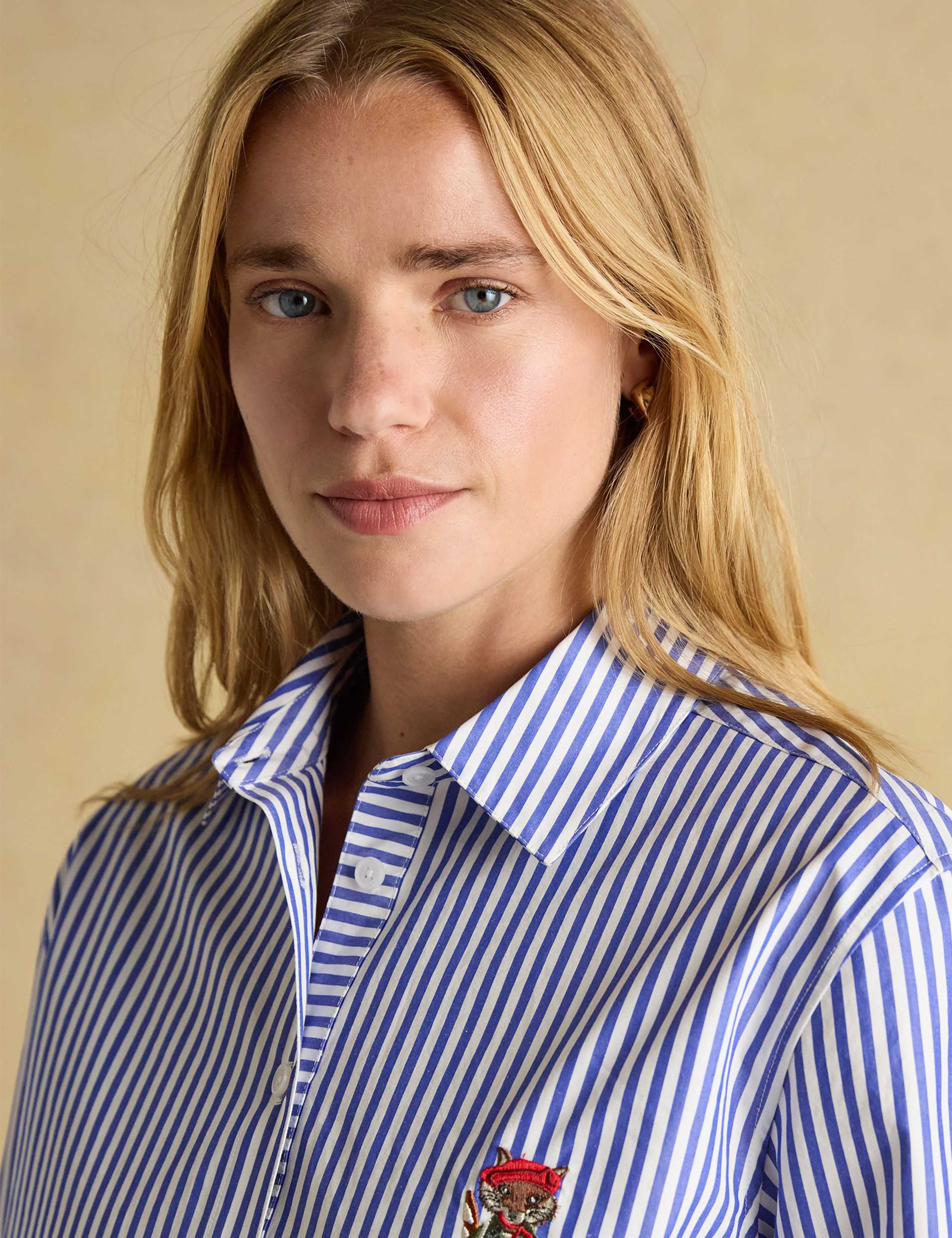 Pure Cotton Striped Embroidered Shirt 6 of 7