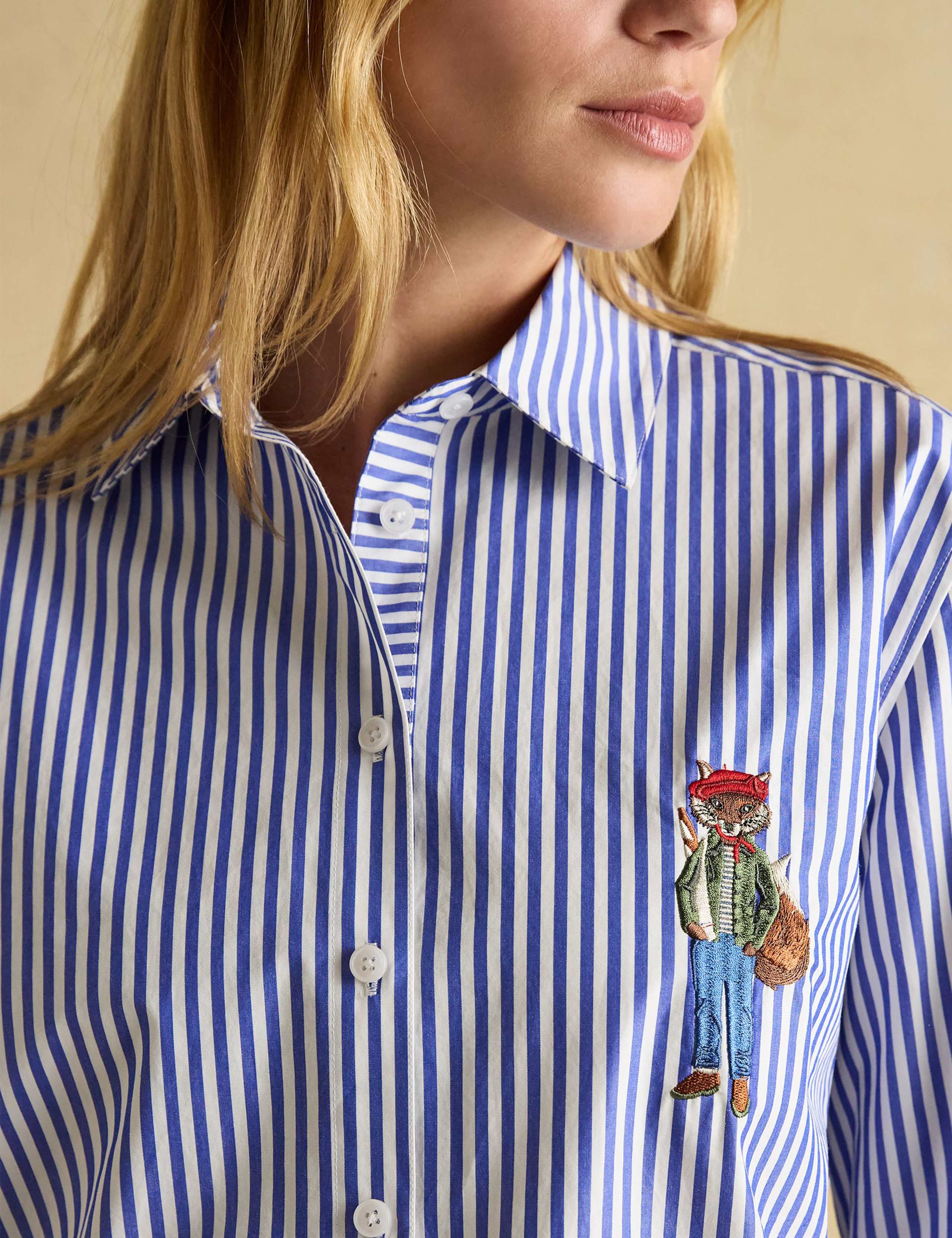 Pure Cotton Striped Embroidered Shirt 7 of 7