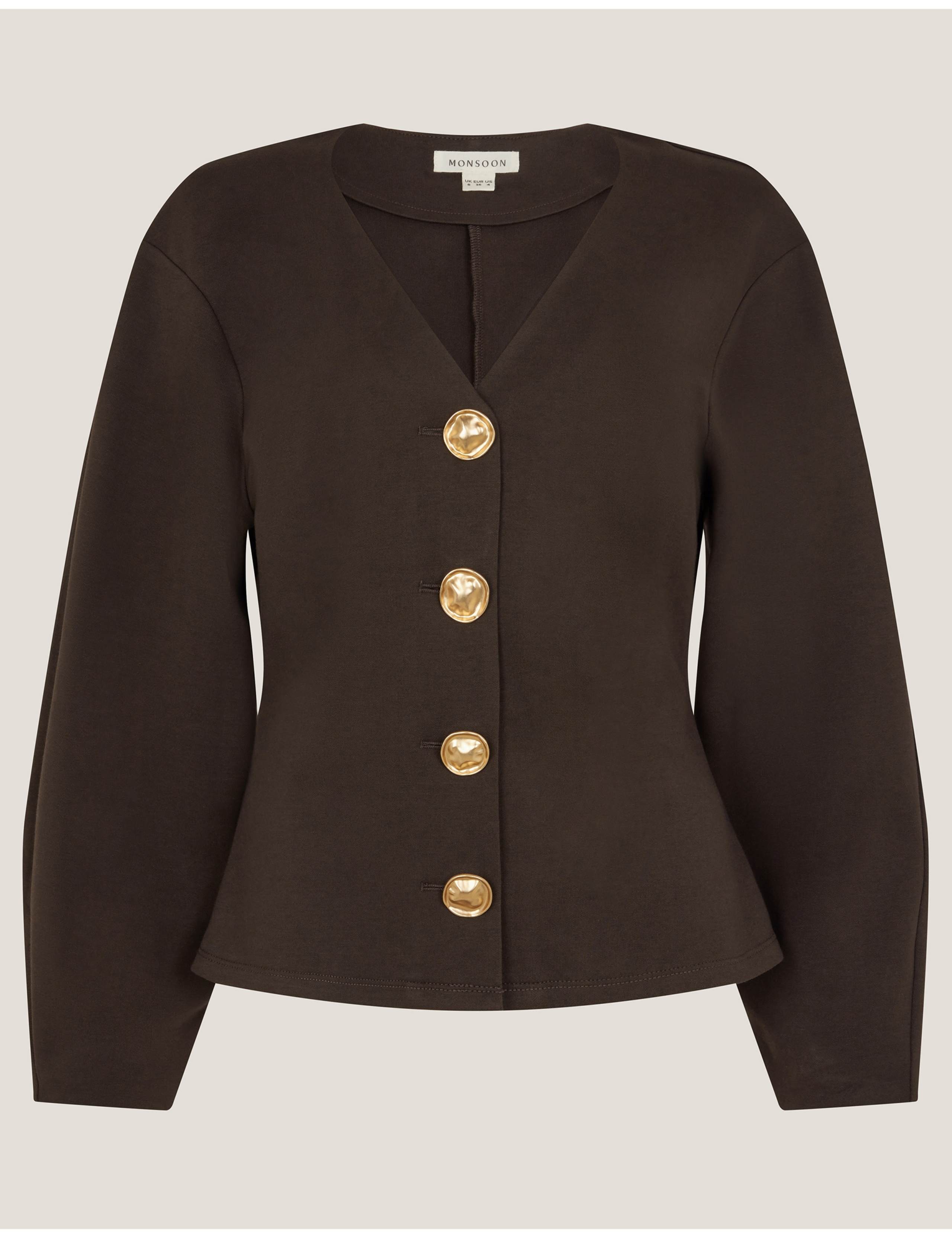 Jersey V-Neck Button Detail Top 2 of 5