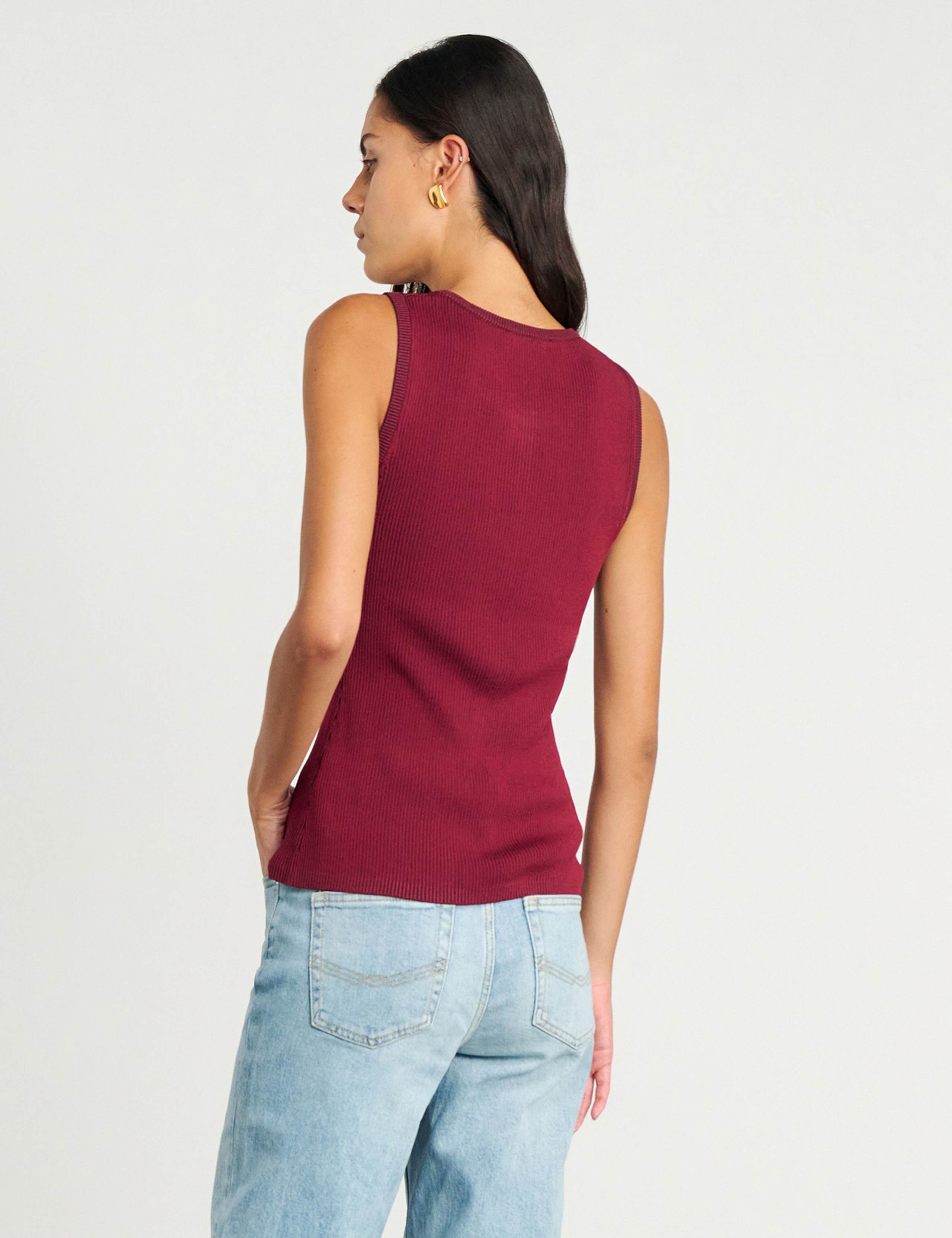 Ribbed Button Through Longline Vest Top 3 of 6