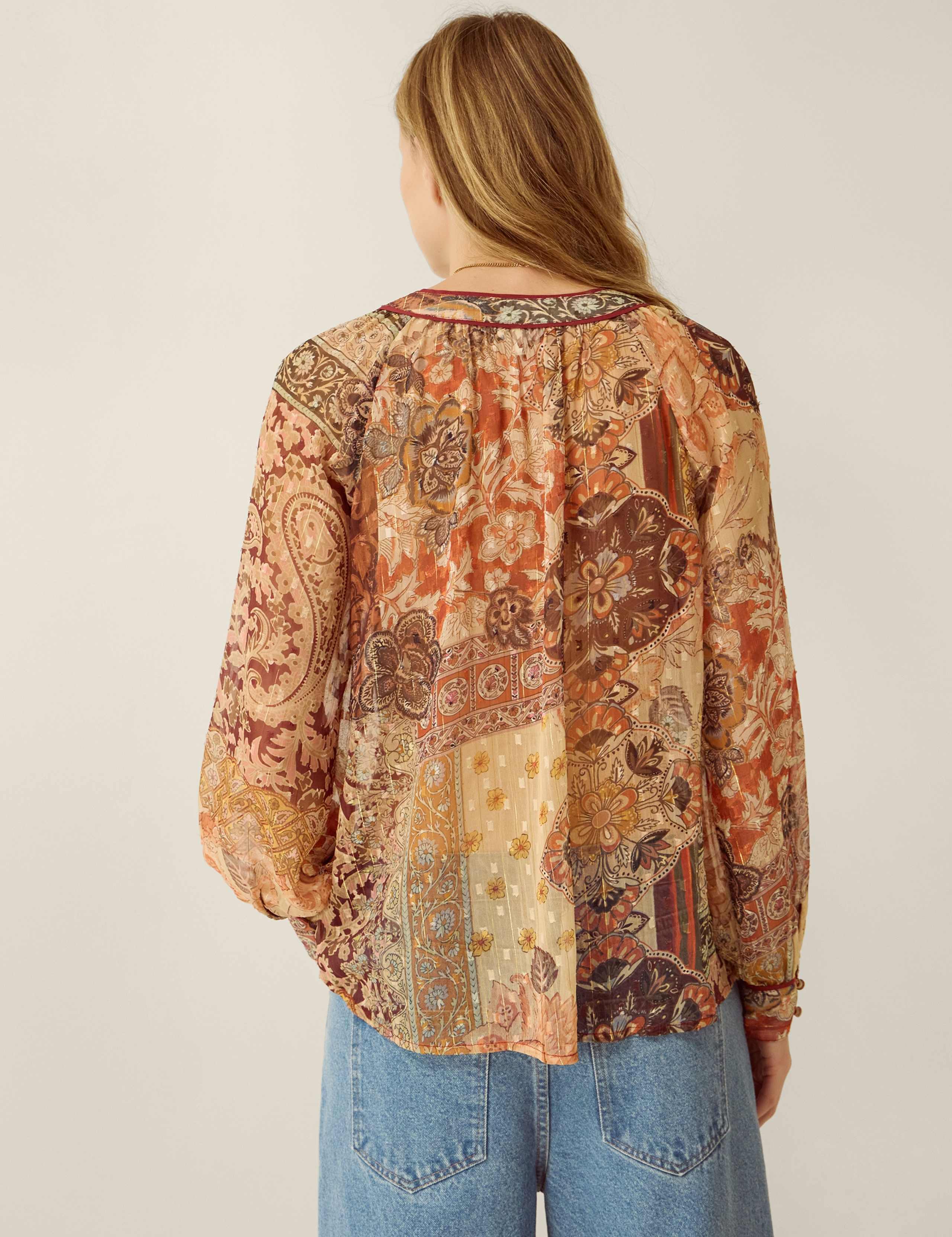 Printed V-Neck Blouse 2 of 5