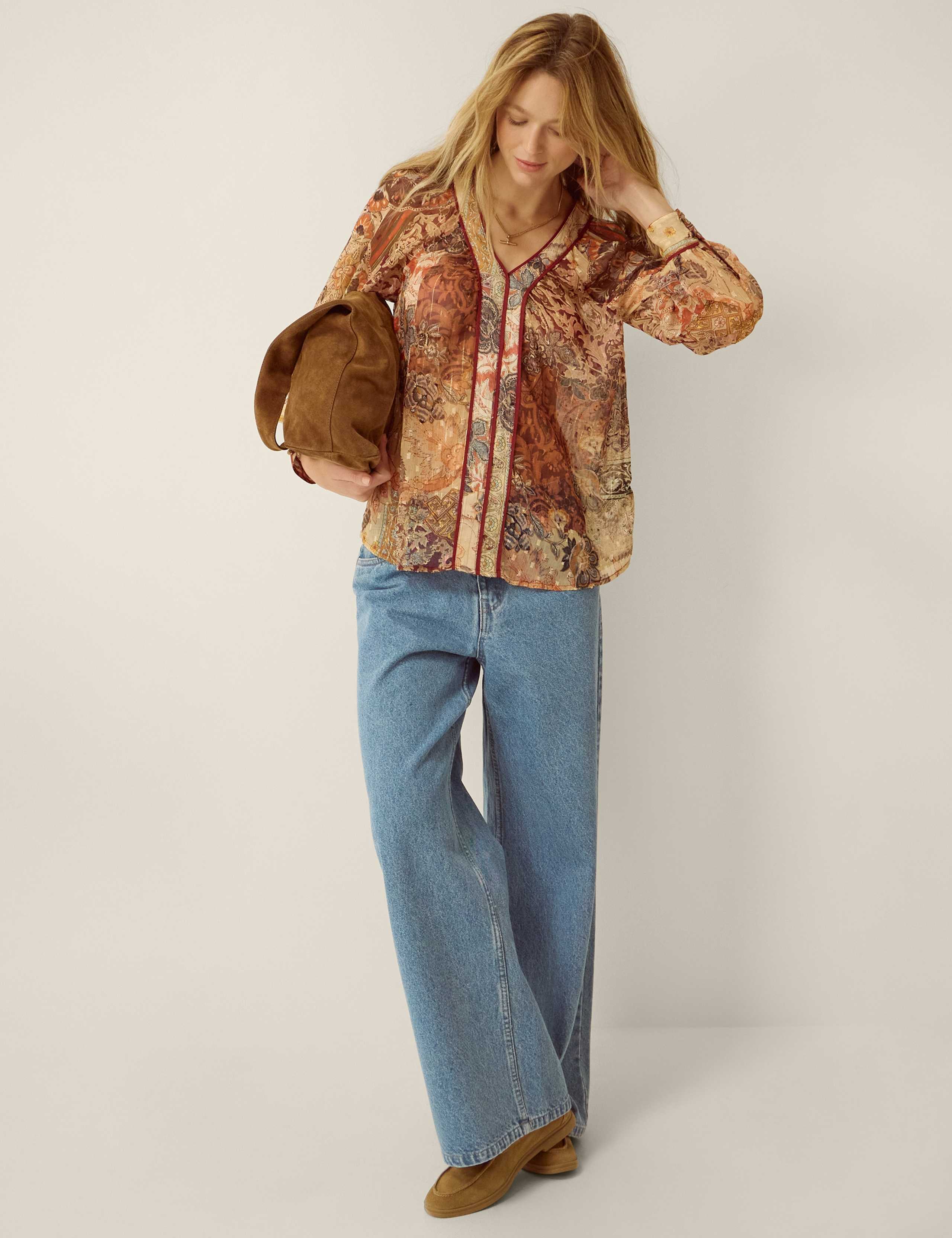 Printed V-Neck Blouse 3 of 5