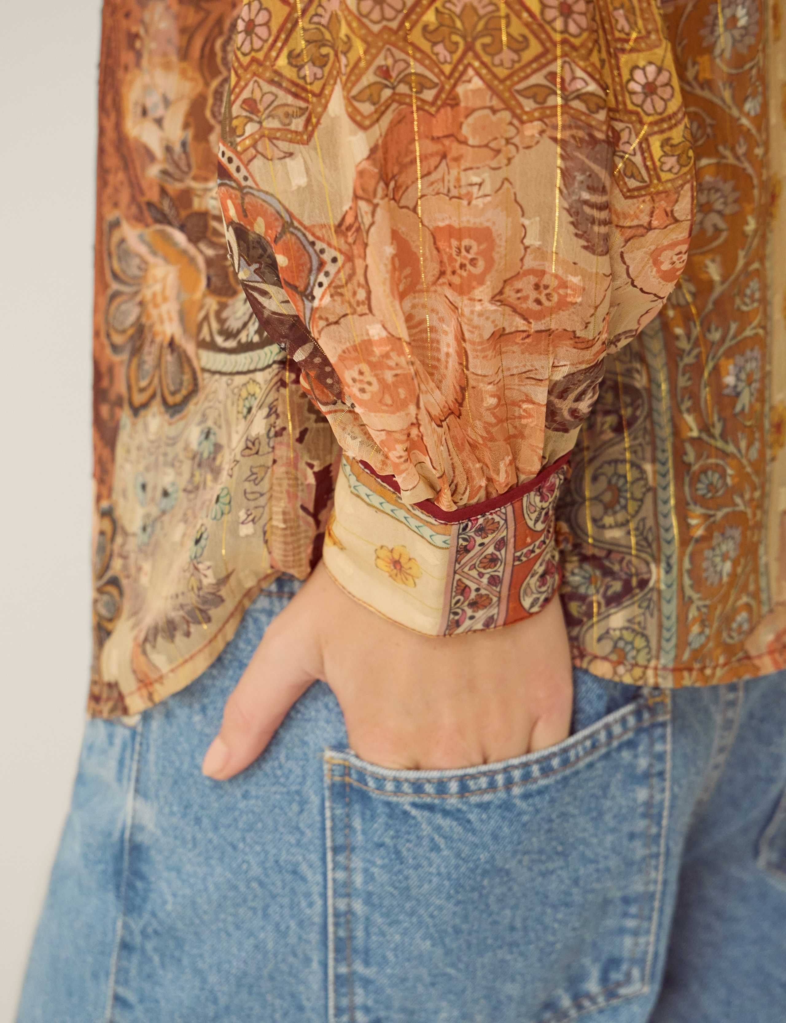 Printed V-Neck Blouse 5 of 5