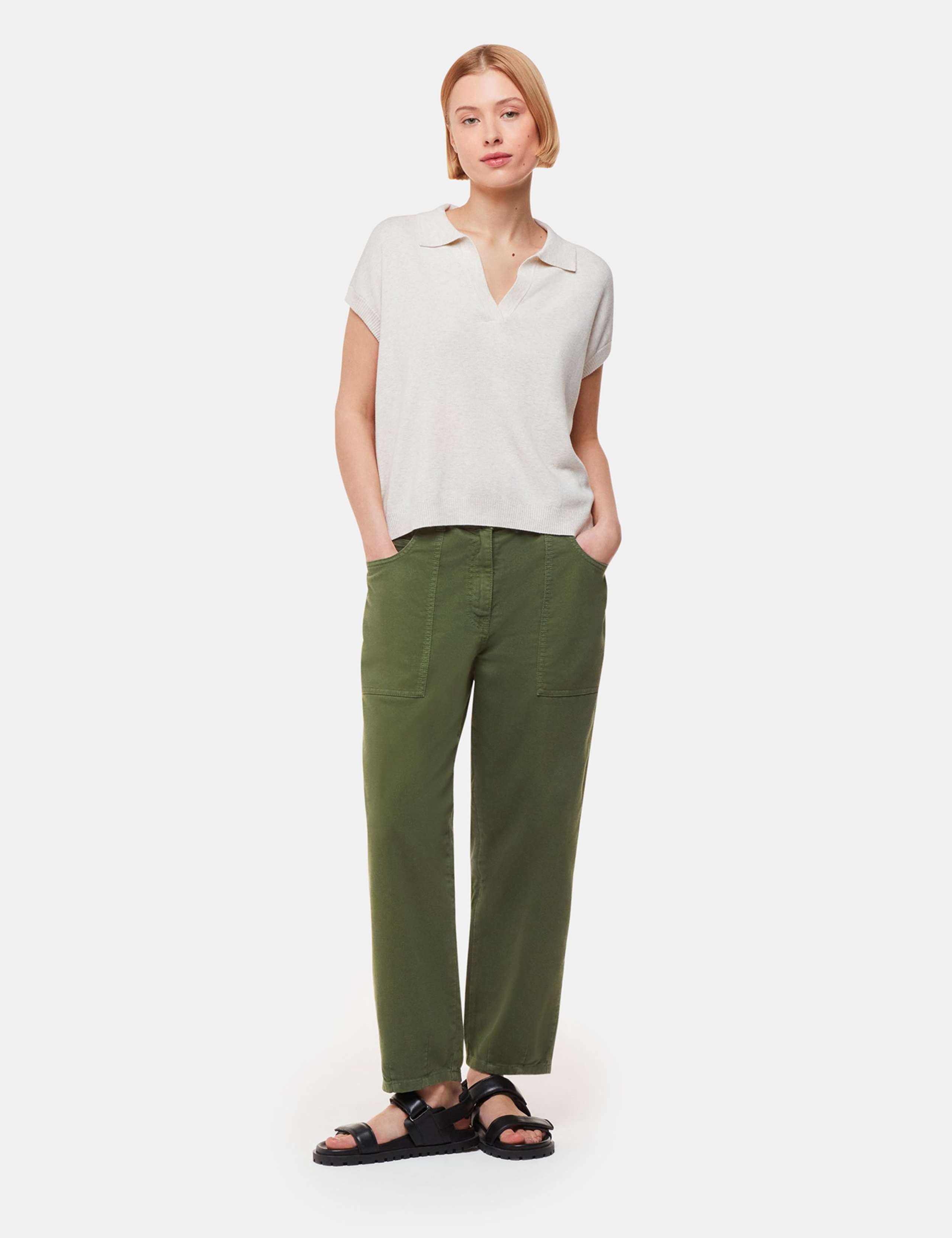 Cotton Rich Straight Leg Trousers 1 of 4