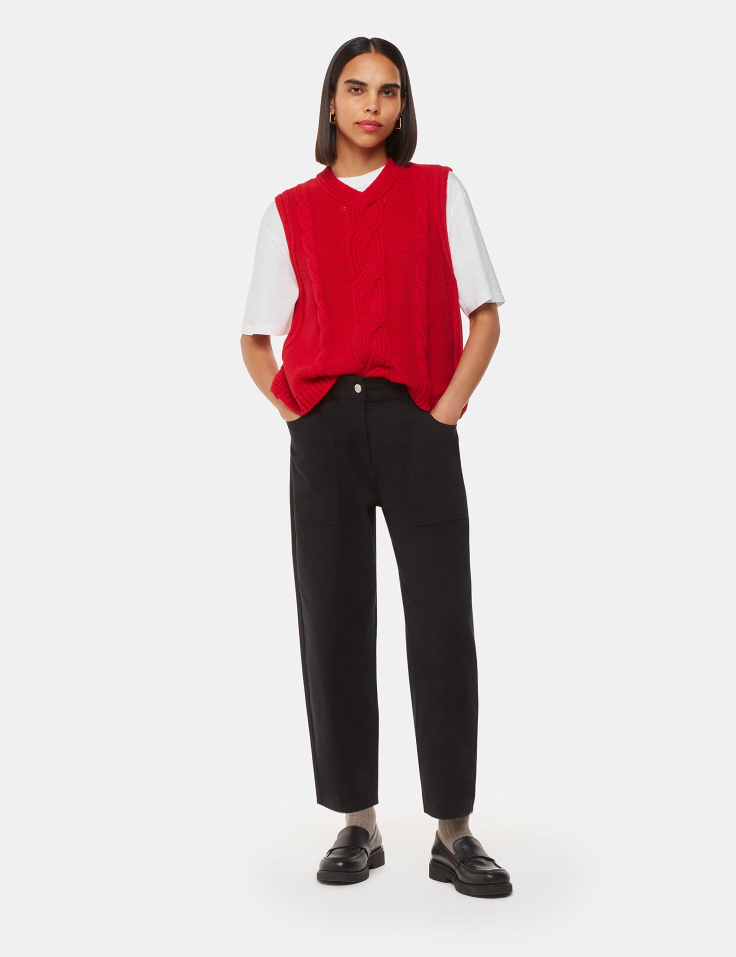 Cotton Rich Straight Leg Trousers 1 of 4