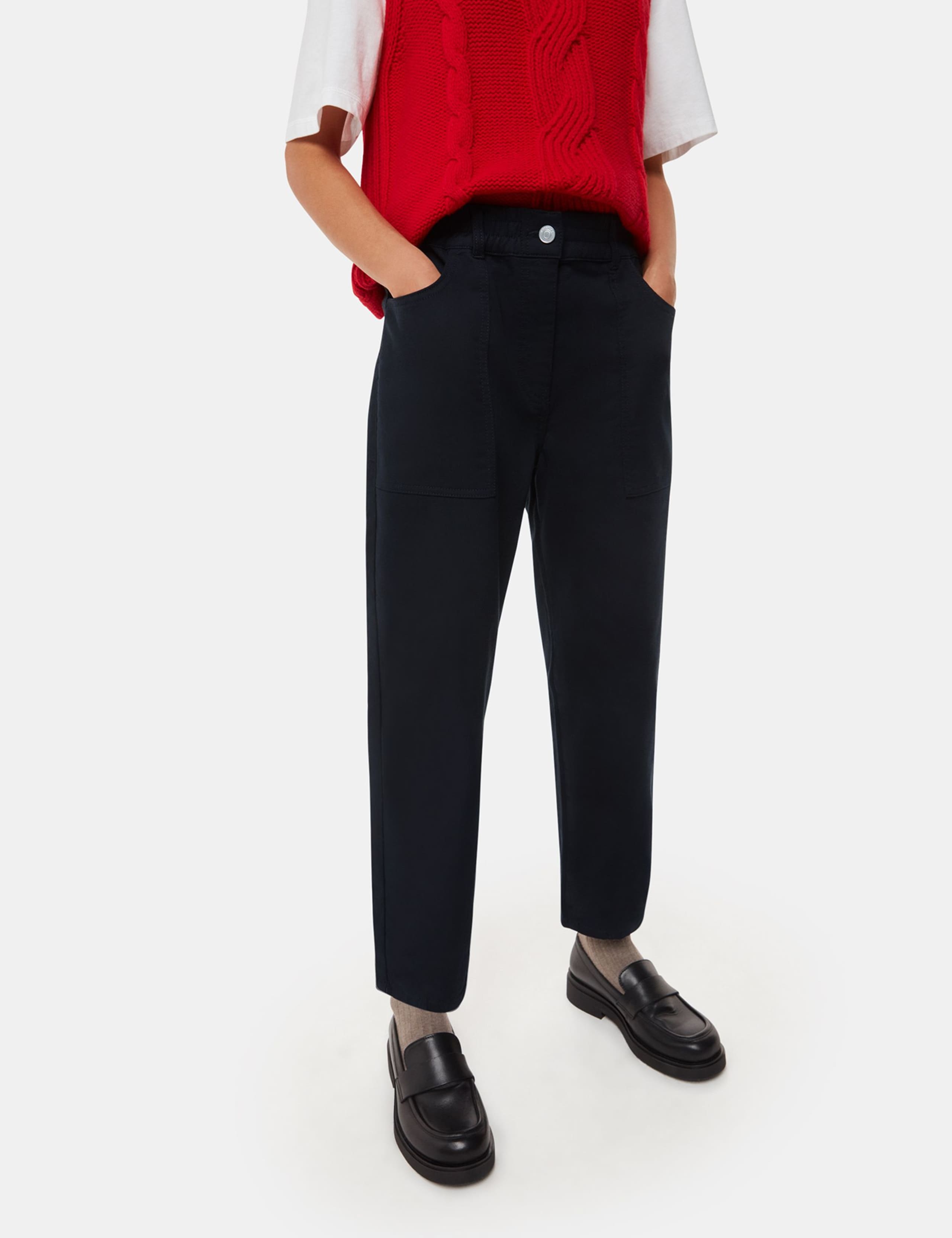 Cotton Rich Straight Leg Trousers 3 of 4