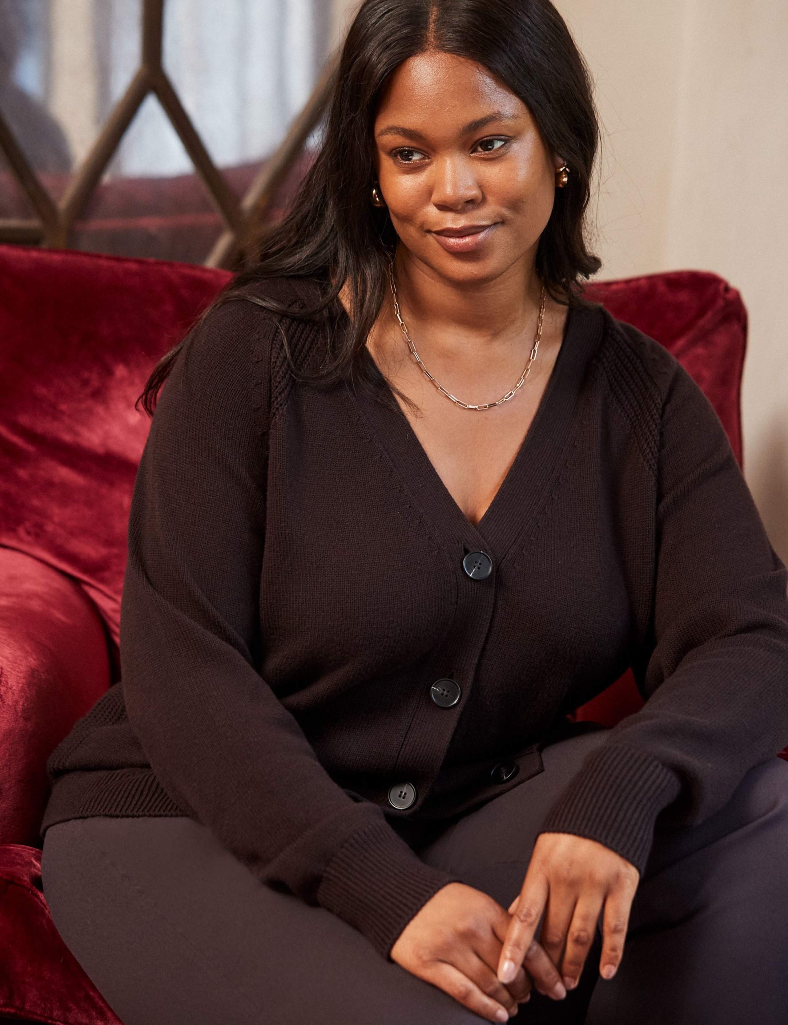 Cotton Blend V-Neck Button Front Cardigan 5 of 5